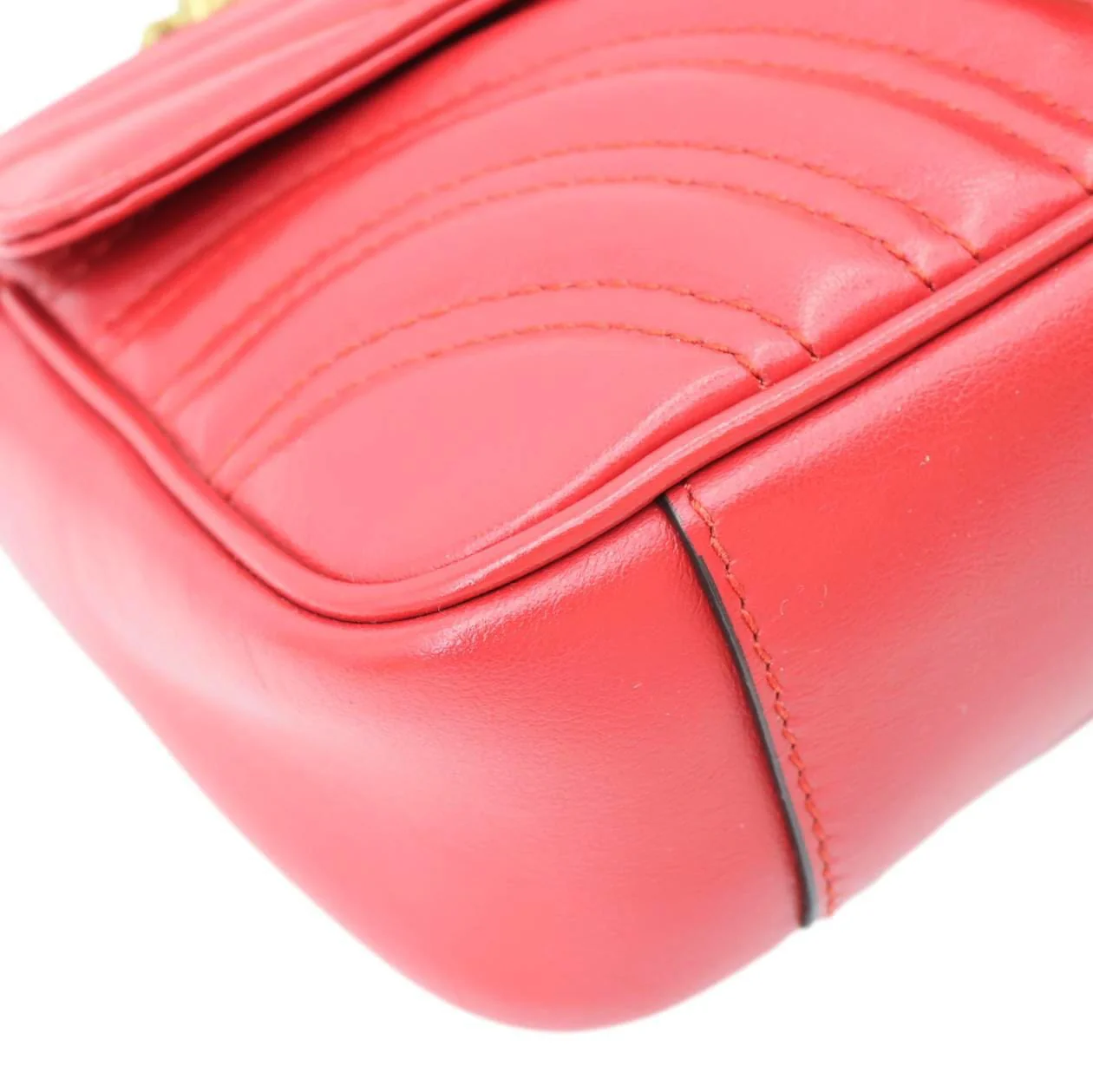 GUCCI Marmont Small Matelasse Leather Crossbody Bag Red 446744 - Image 8
