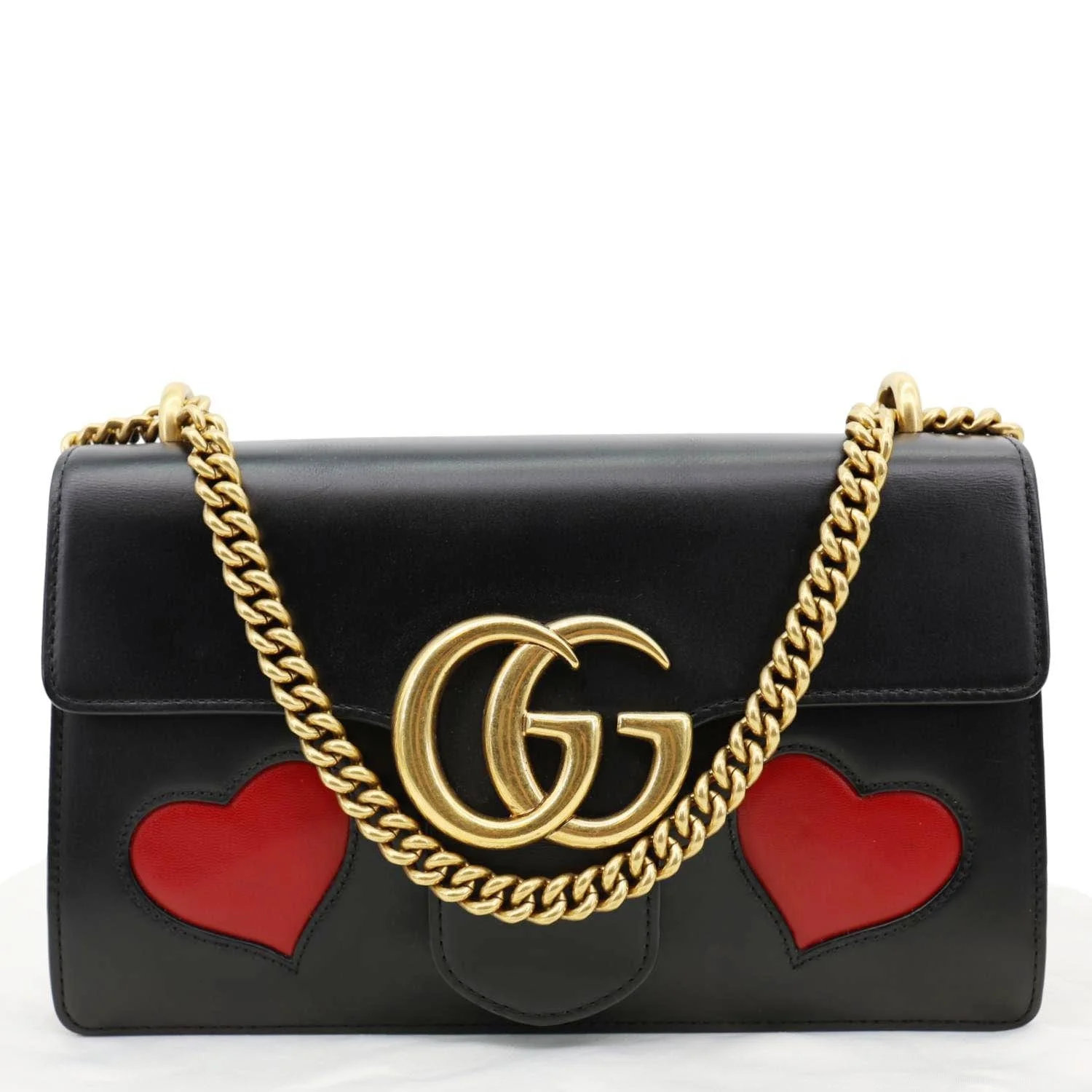 GUCCI Marmont Heart Patchwork Leather Chain Shoulder Bag Red 431777 - Image 3
