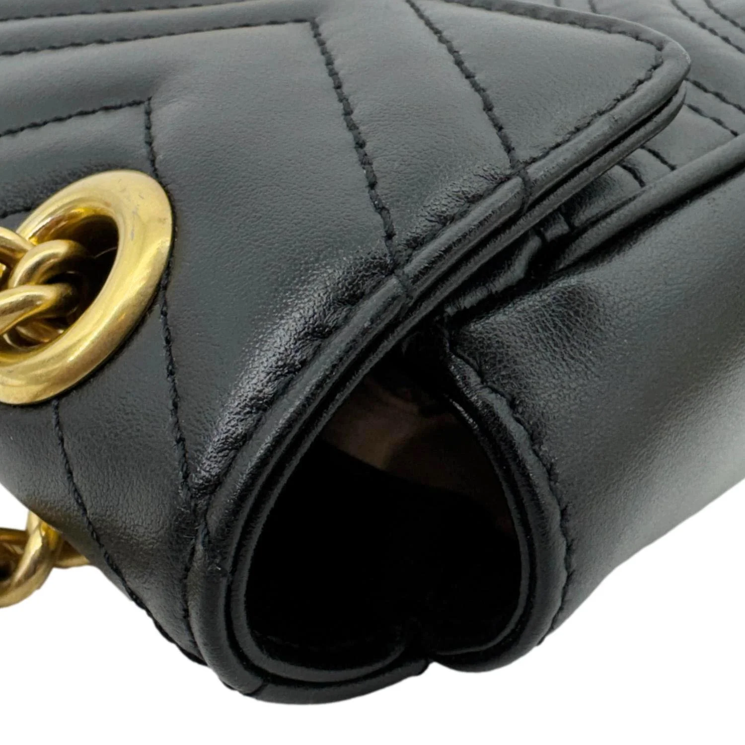 GUCCI Marmont Matelasse Mini Leather Crossbody Bag Black 446744 - Image 6
