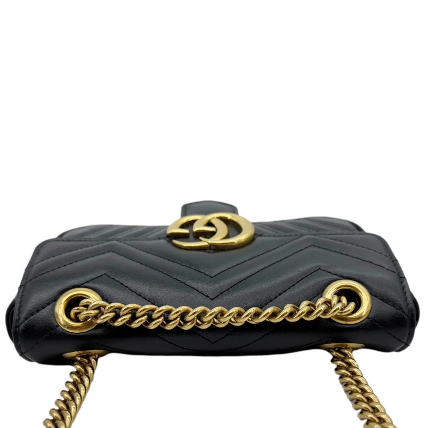 GUCCI Marmont Matelasse Mini Leather Crossbody Bag Black 446744 - Image 7