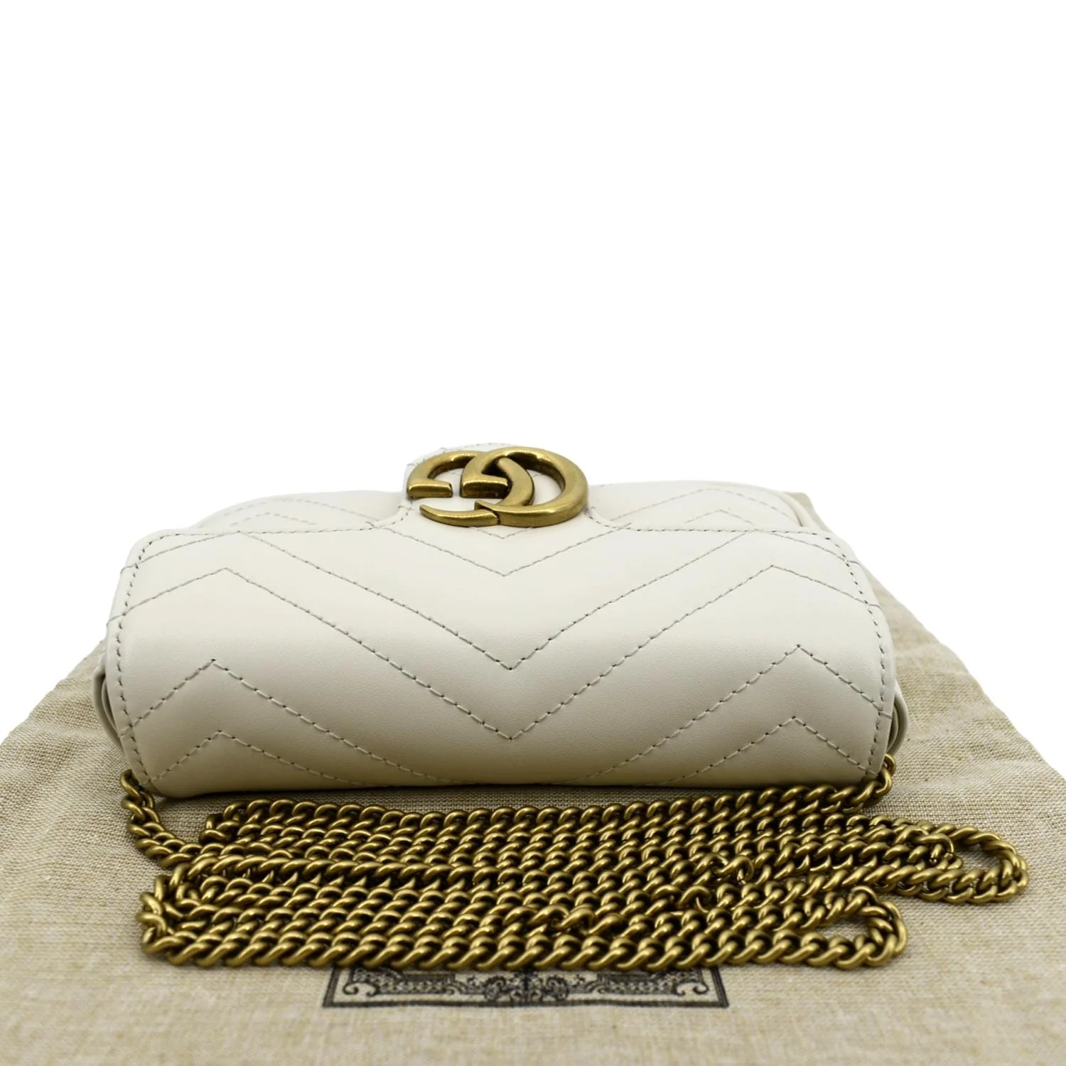 GUCCI GG Marmont Super Mini Matelasse Leather Crossbody Bag White 476433 - Image 4