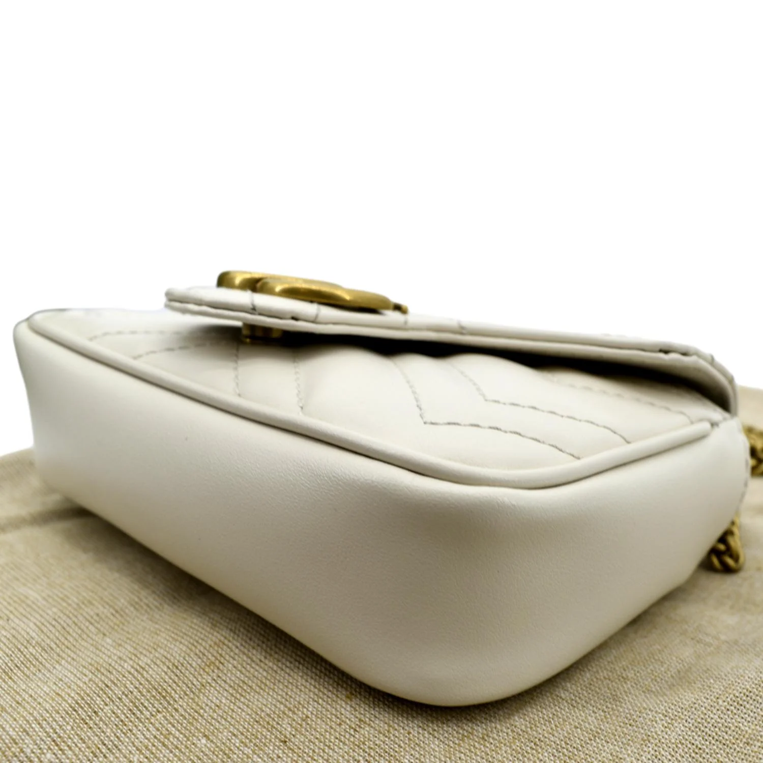 GUCCI GG Marmont Super Mini Matelasse Leather Crossbody Bag White 476433 - Image 7