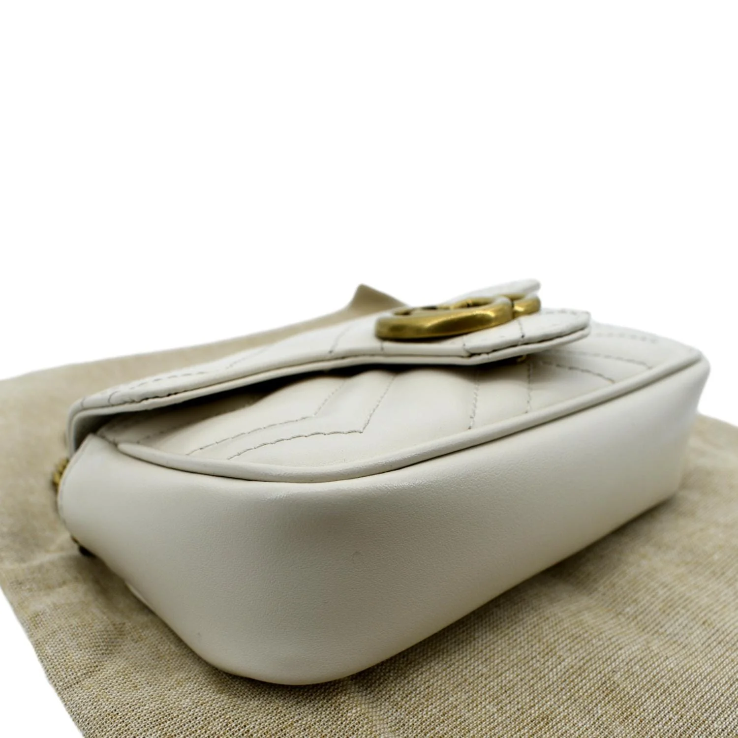 GUCCI GG Marmont Super Mini Matelasse Leather Crossbody Bag White 476433 - Image 8