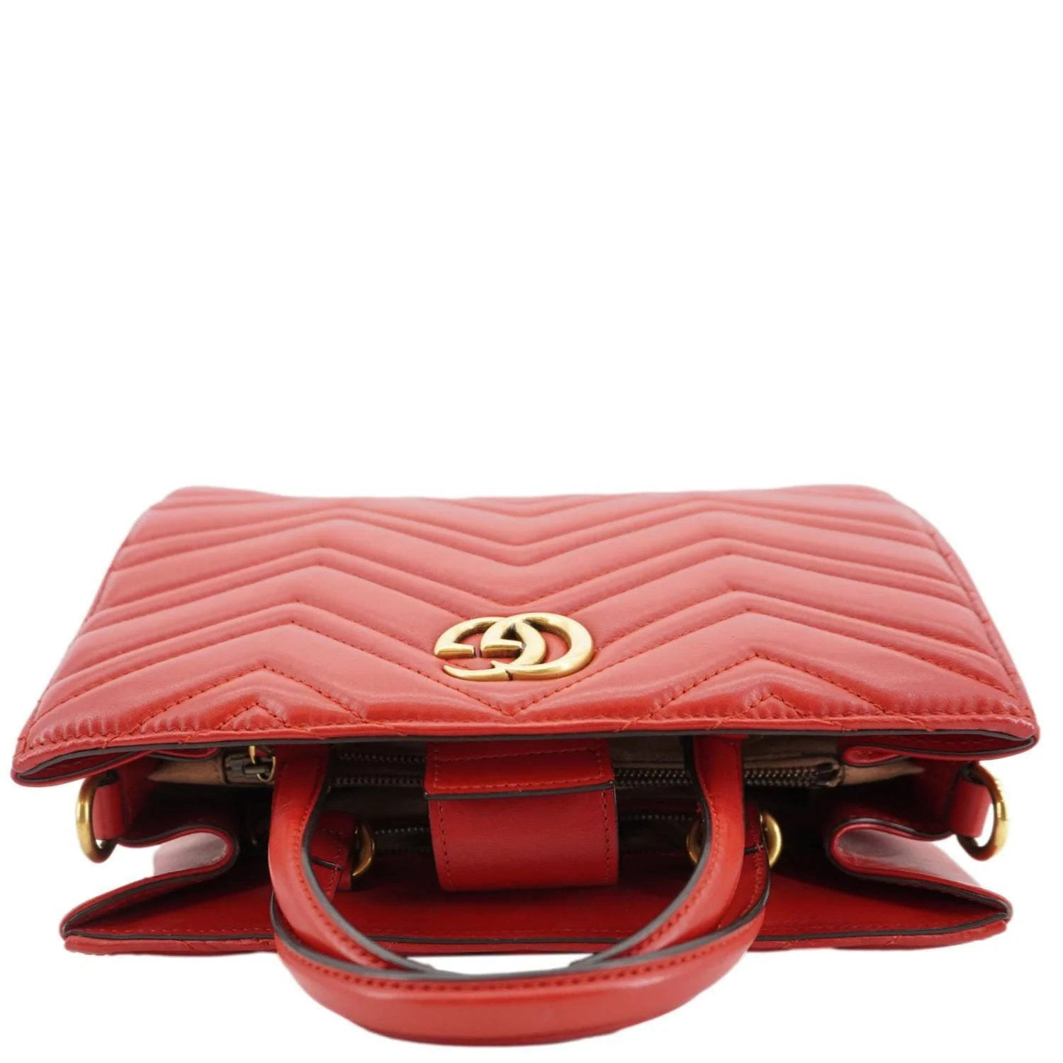 GUCCI GG Marmont Calfskin Matelasse Leather Shoulder Bag Red 448054 - Image 2