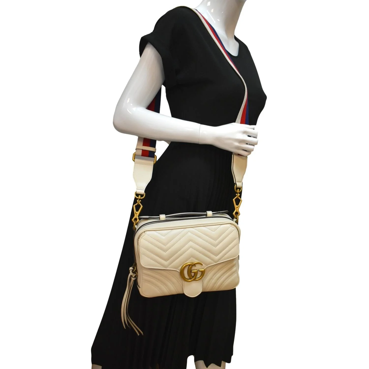 GUCCI Marmont Small Matelasse Leather Top Handle Shoulder Bag White 498100 - Hot Deals - Image 13
