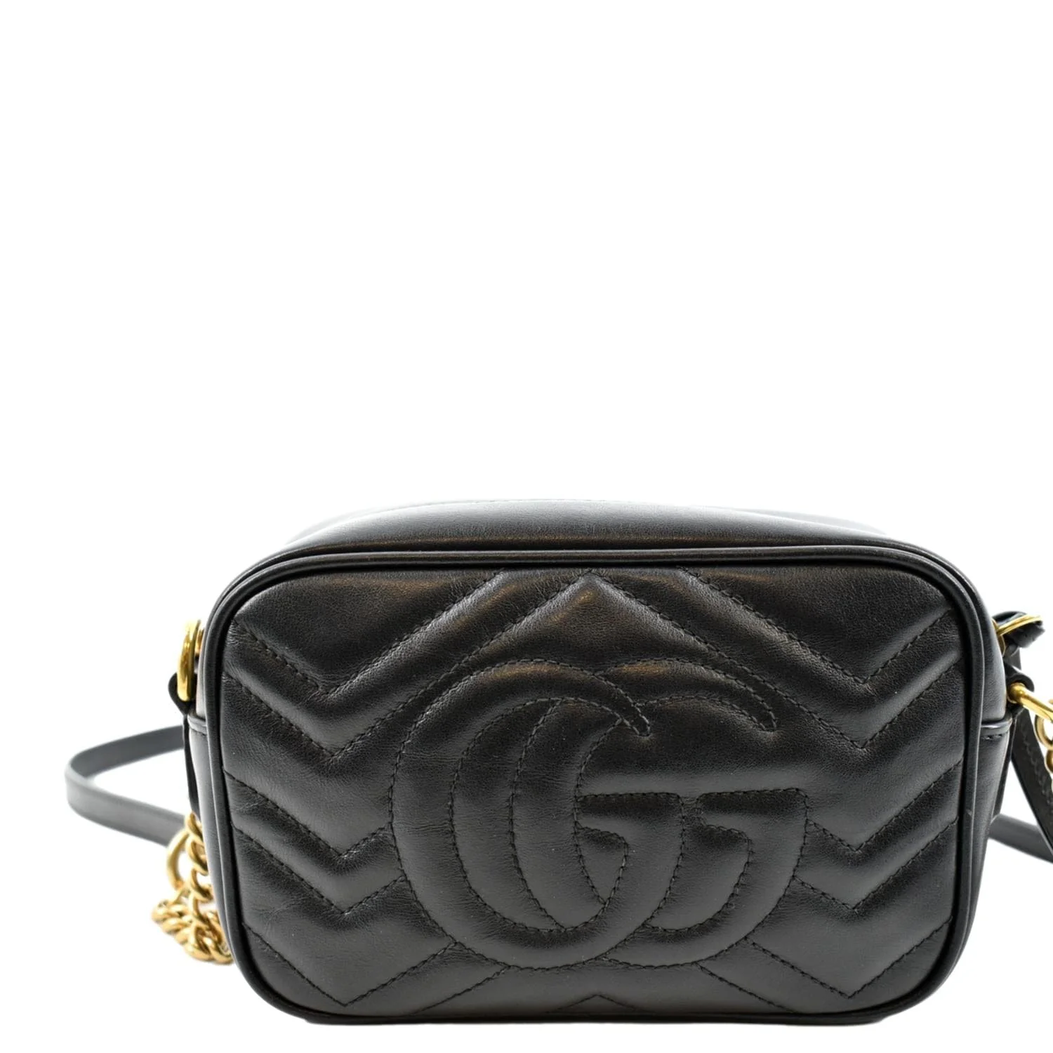GUCCI GG Marmont Matelasse Mini Leather Crossbody Bag Black 448065 - Image 3