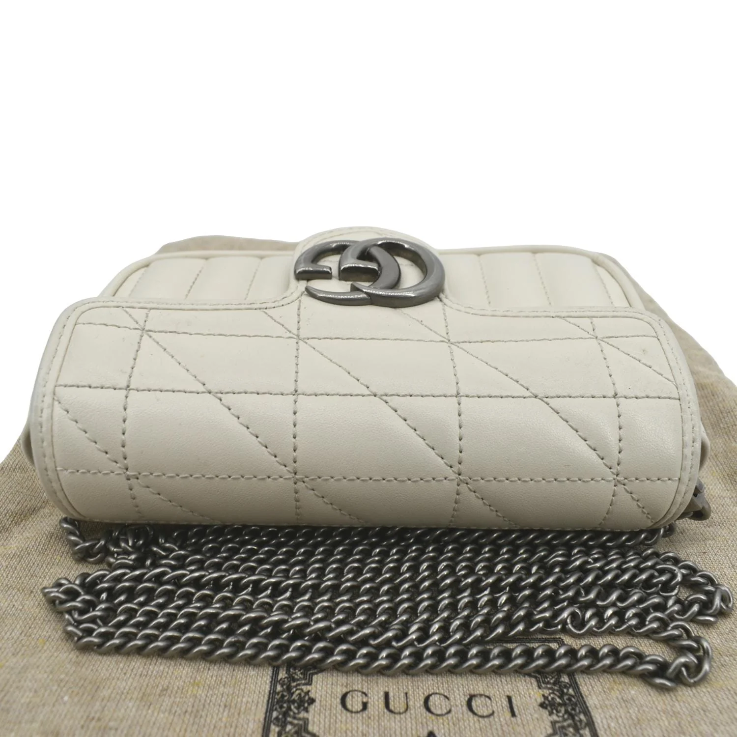 GUCCI GG Marmont Super Mini Matelasse Leather Shoulder Bag White 476433 - Image 5