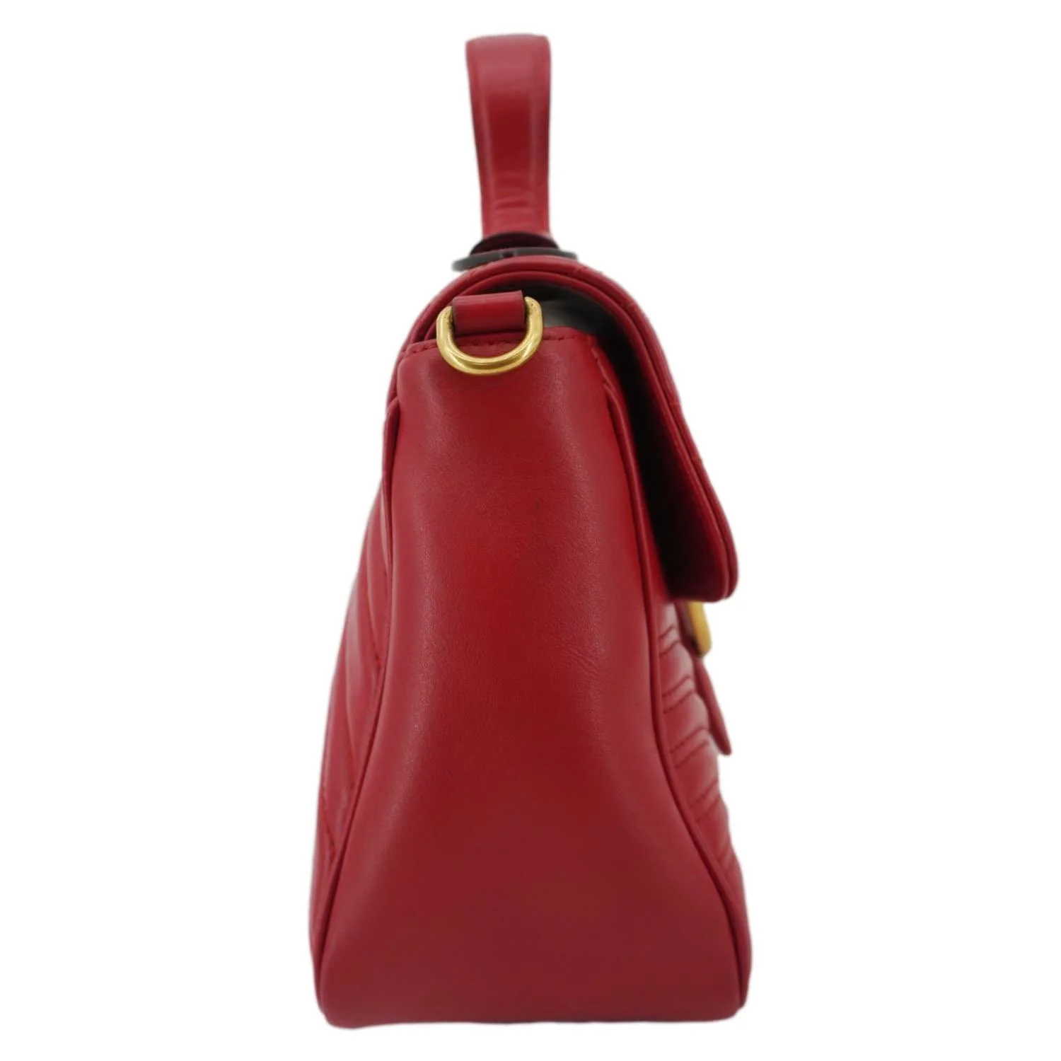 GUCCI GG Marmont Leather Top Handle Crossbody Bag Red 498110 - Image 9