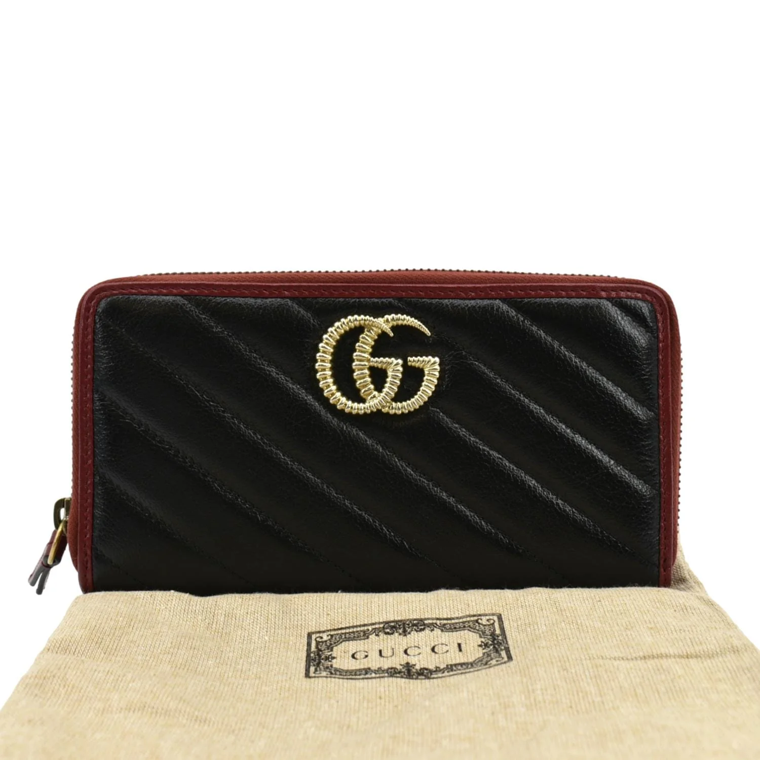 GUCCI GG Marmont Leather Zip Around Wallet Black 573810 - Image 3