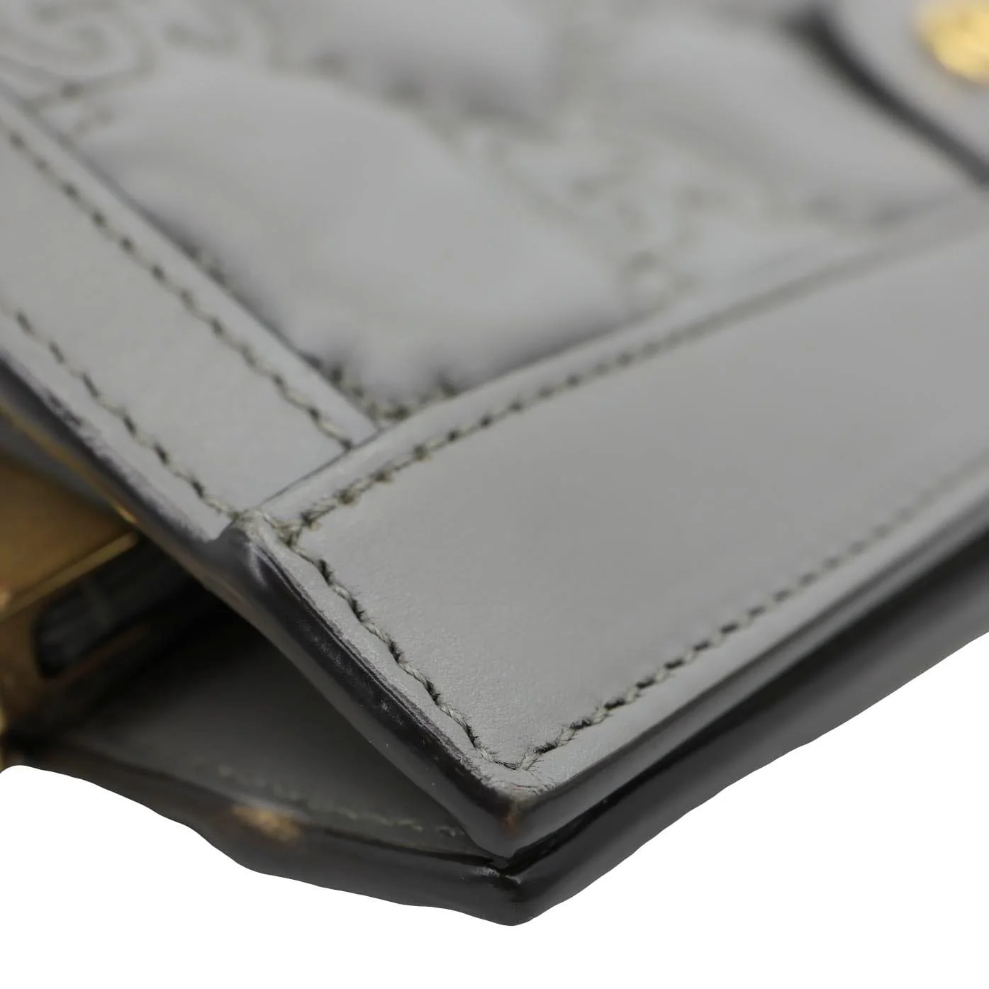 GUCCI Double G Small Matelasse Leather Chain Shoulder Bag Grey 702200 - Image 5