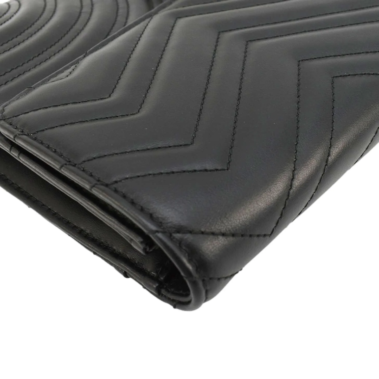 GUCCI GG Marmont Matelasse Chevron Leather Clutch Bag Black 498079 - Image 7