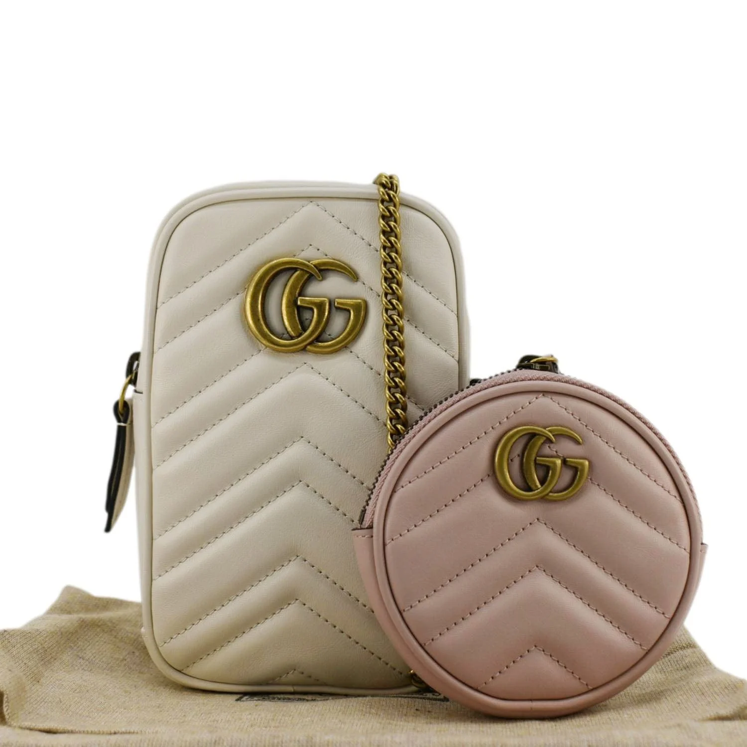 GUCCI GG Marmont Mini Matelasse Leather Shoulder Bag White 699759 - Image 3