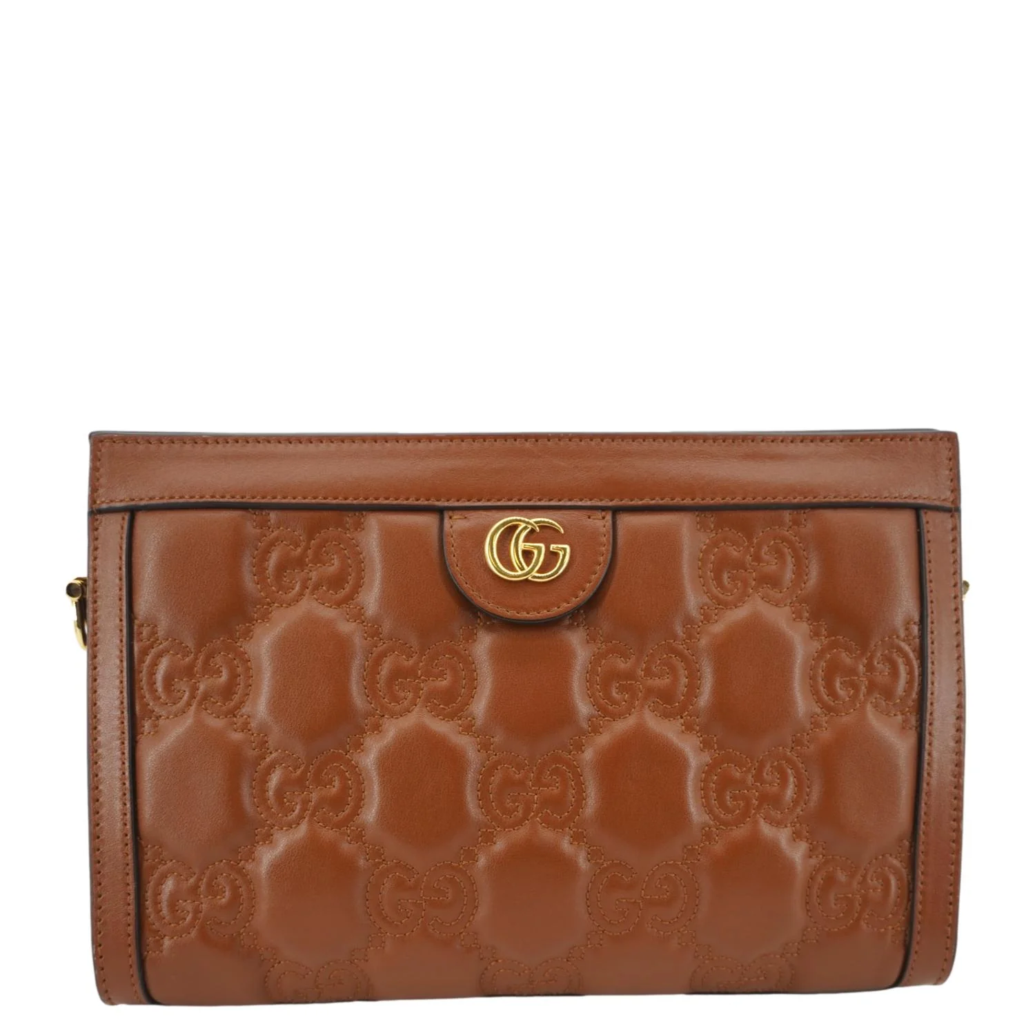 GUCCI Double G Small Matelasse Leather Shoulder Bag Brown 702200 - Image 4
