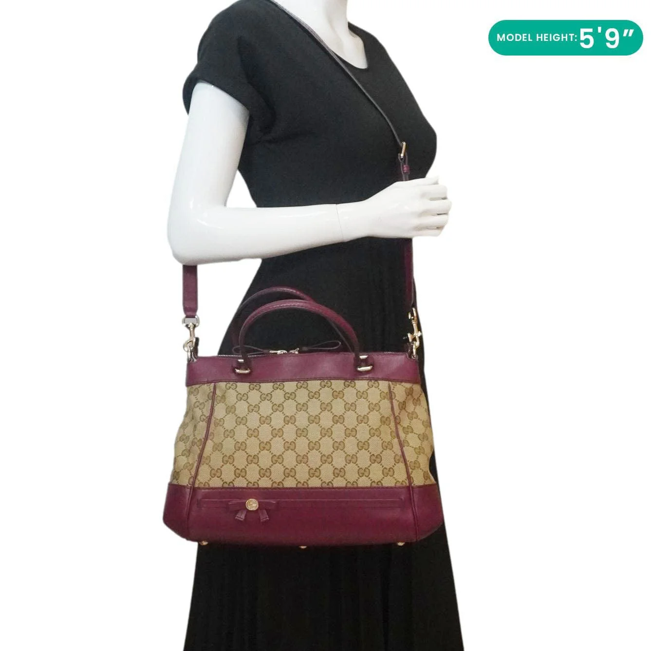 GUCCI Mayfair GG Canvas Tote Crossbody Bag Maroon 269894 - Image 2