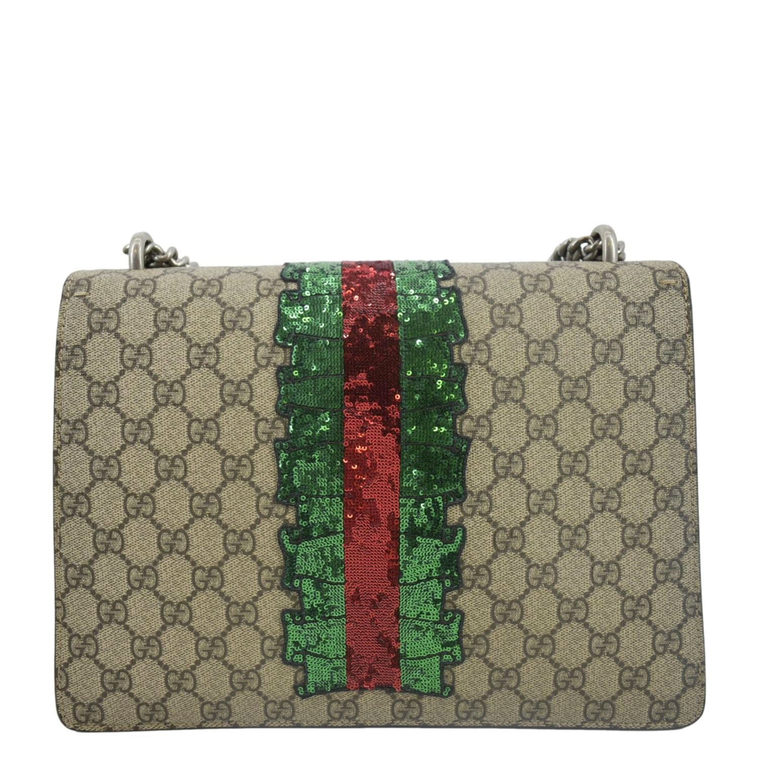 GUCCI Dionysus Medium GG Supreme Embroidered Sequin Shoulder Bag Beige 400235 - Image 3