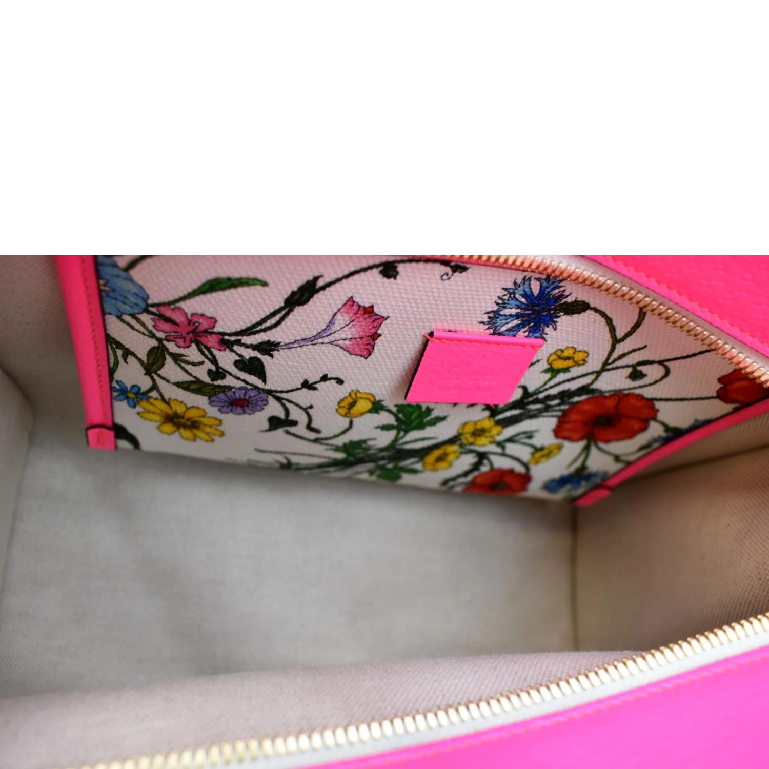 GUCCI Medium Flora Canvas Tote Shoulder Bag Pink 550141 - Image 10