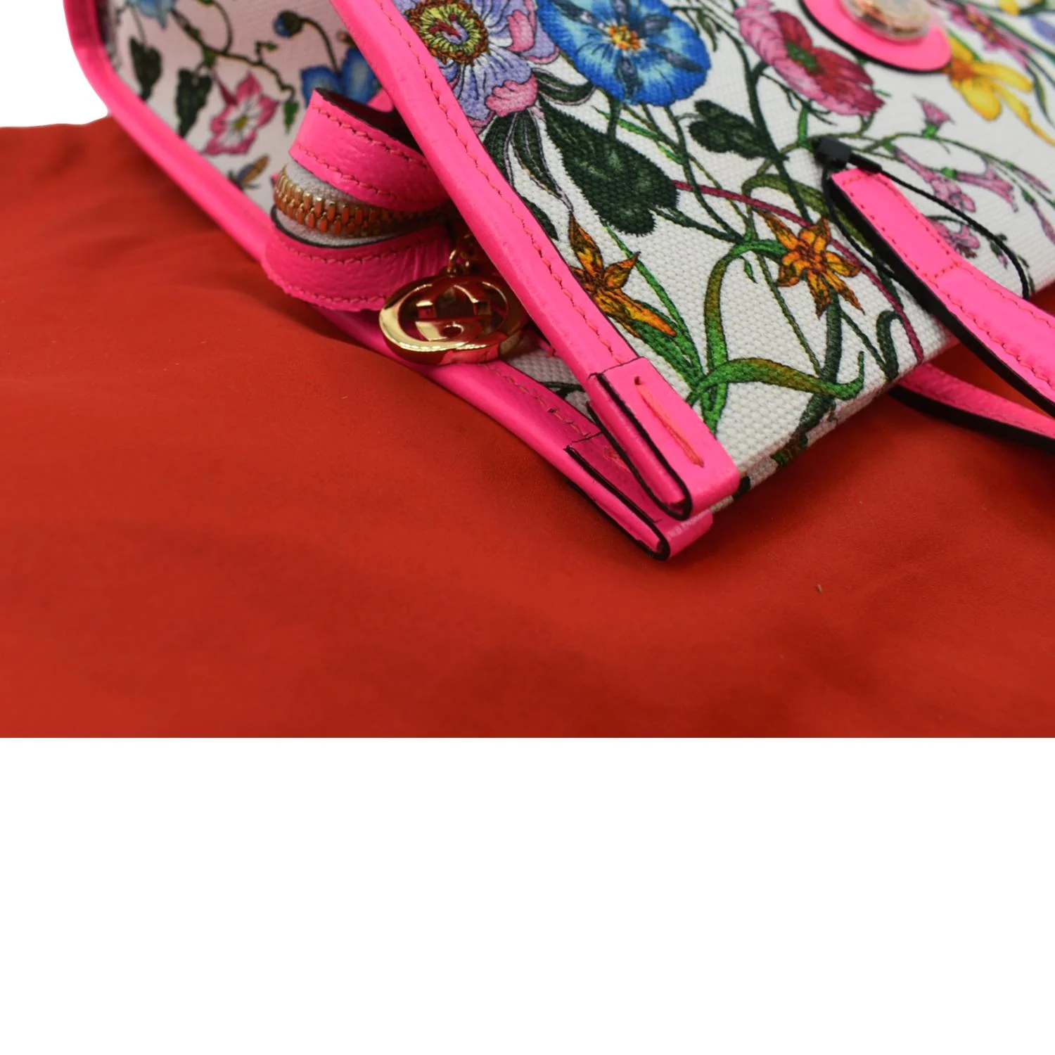 GUCCI Medium Flora Canvas Tote Shoulder Bag Pink 550141 - Image 6