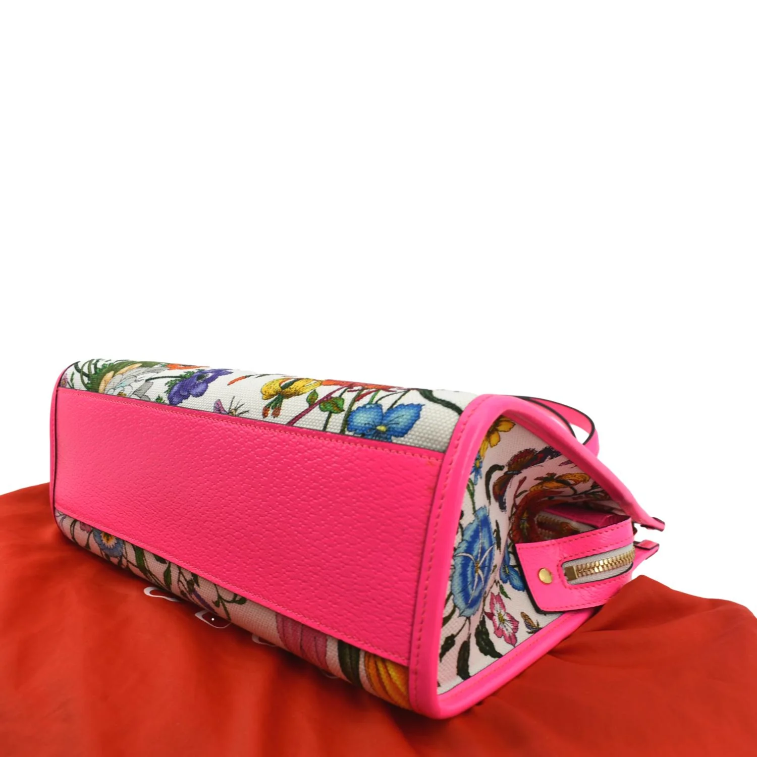GUCCI Medium Flora Canvas Tote Shoulder Bag Pink 550141 - Image 7