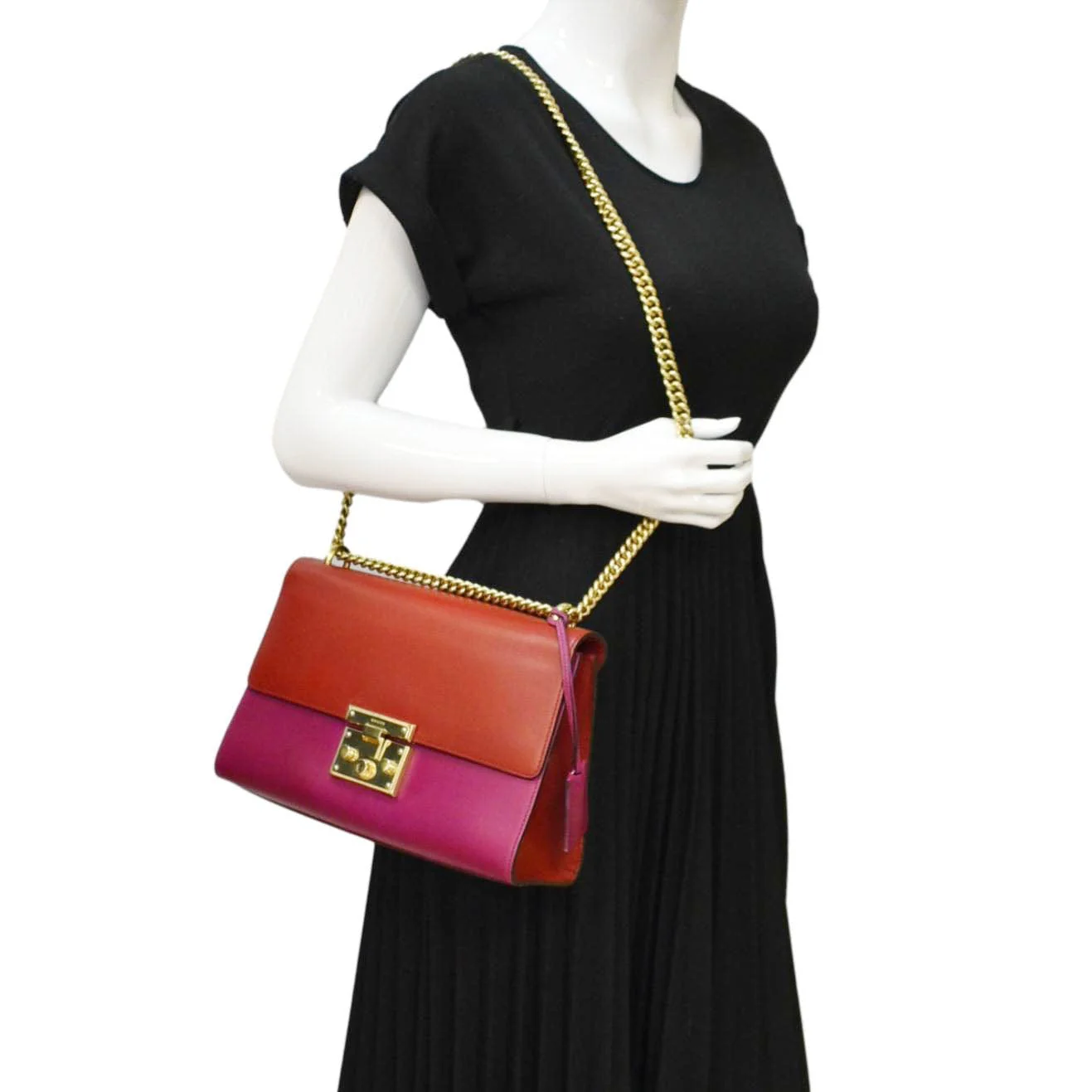 GUCCI Padlock Medium Leathrer Chain Shoulder Bag Red 409486 - Image 2