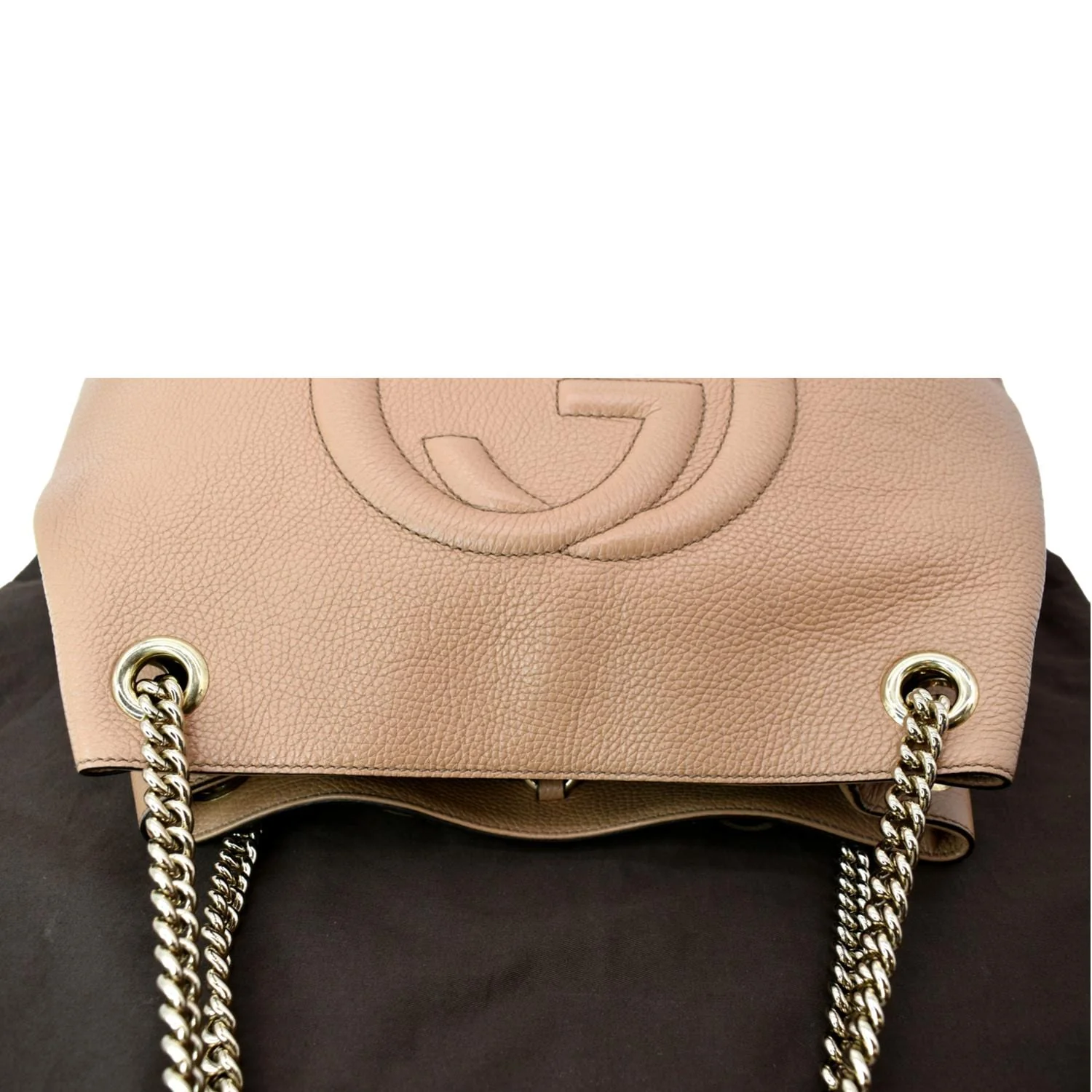 GUCCI Medium Soho Chain Leather Tote Bag Beige 536196 - Image 4