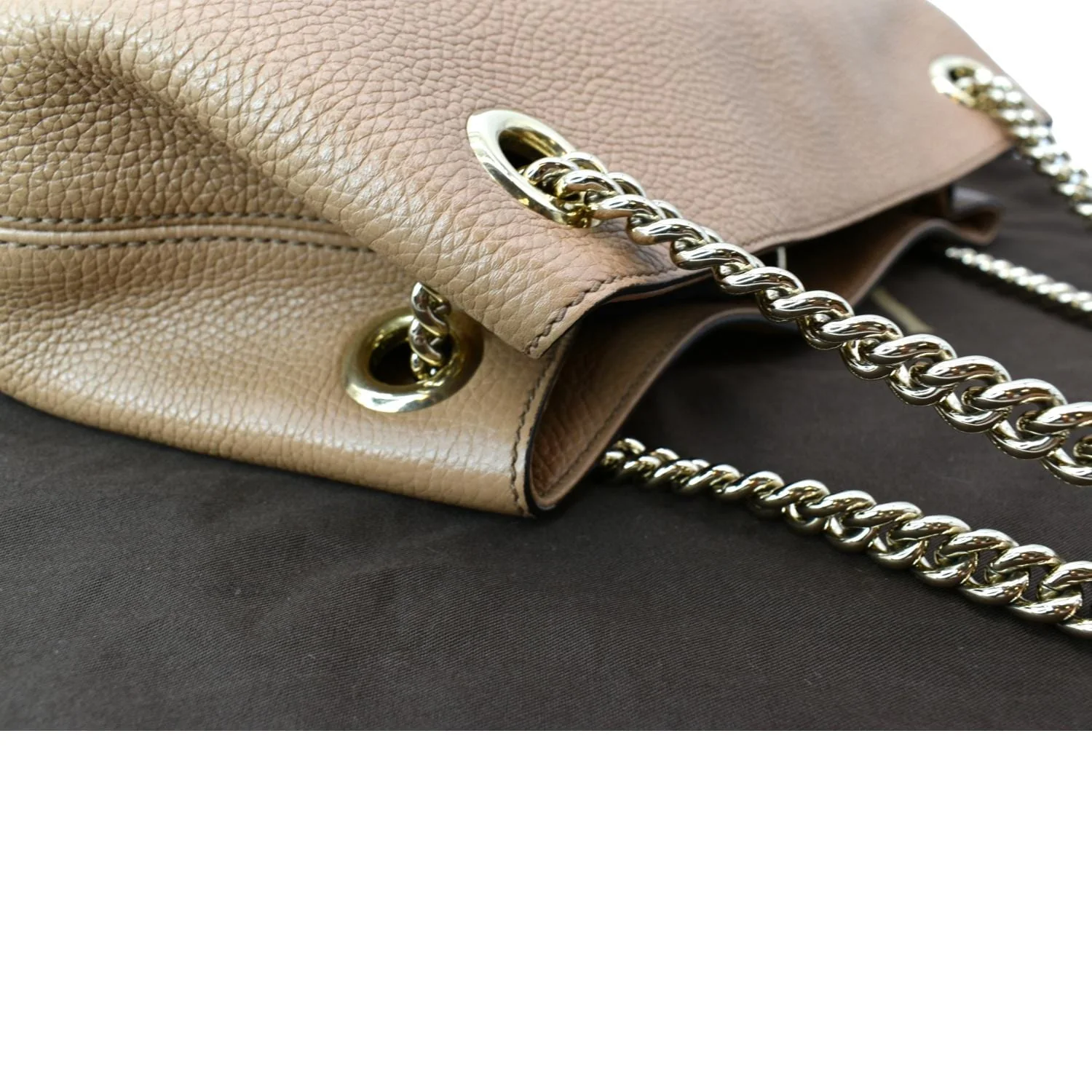 GUCCI Medium Soho Chain Leather Tote Bag Beige 536196 - Image 5