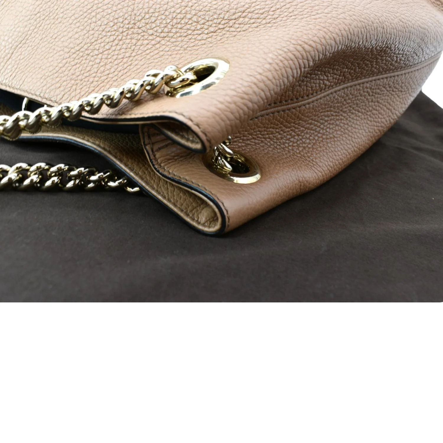 GUCCI Medium Soho Chain Leather Tote Bag Beige 536196 - Image 6