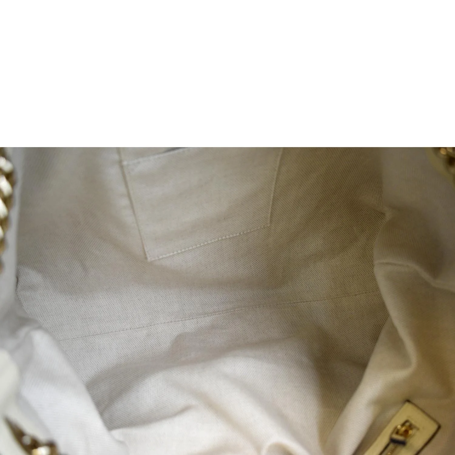 GUCCI Soho Medium Chain Leather Tote Shoulder Bag Ivory 536196 - Image 10