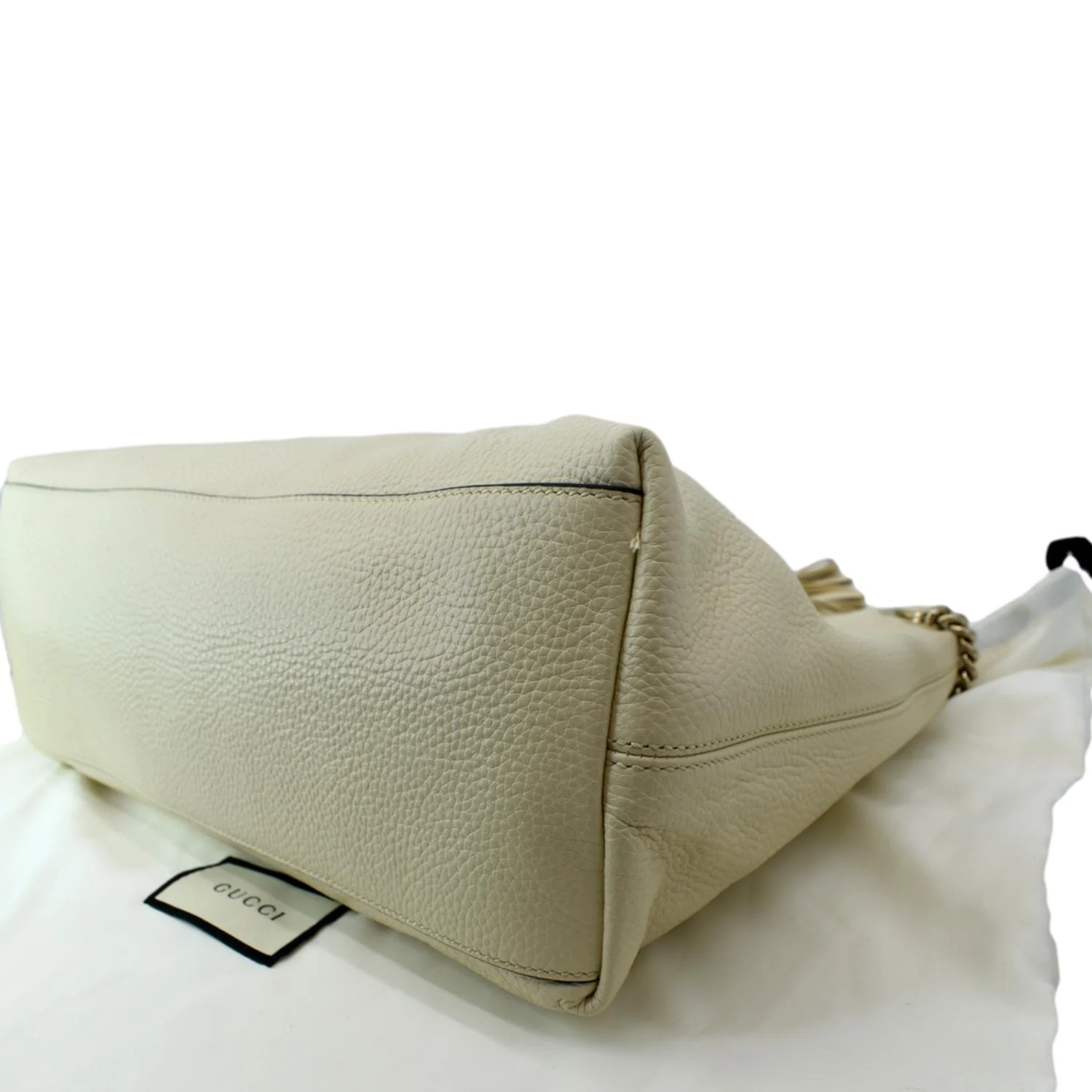 GUCCI Soho Medium Chain Leather Tote Shoulder Bag Ivory 536196 - Image 8