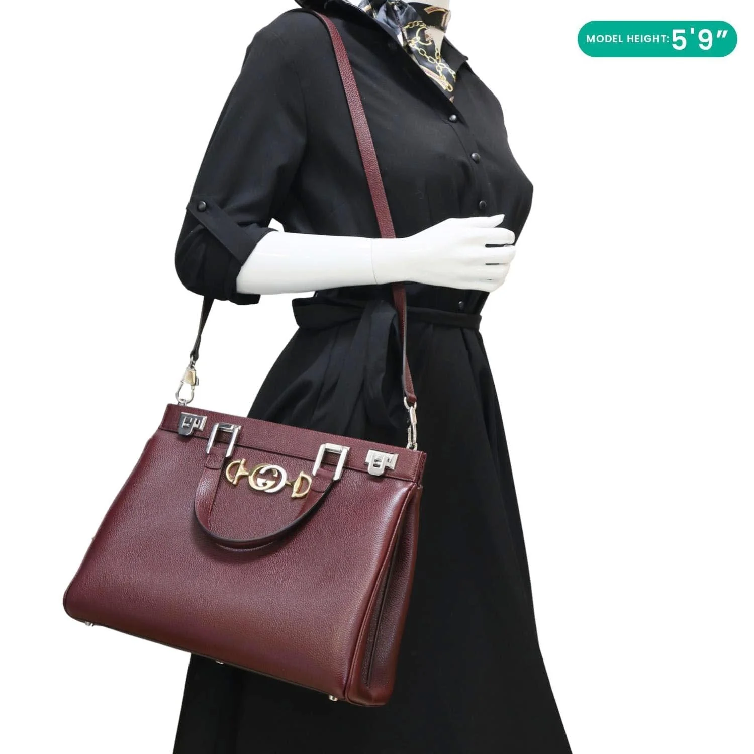 GUCCI Zumi Medium Leather Top Handle Shoulder Bag Burgundy 564714 - Image 2