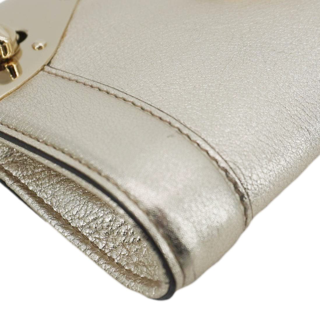 GUCCI Britt Metallic Calfskin Leather Clutch Gold - Image 7