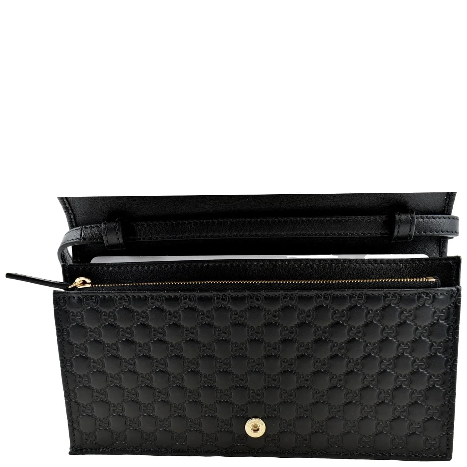 GUCCI Micro GG Leather Crossbody Wallet Black 466507 - Image 10