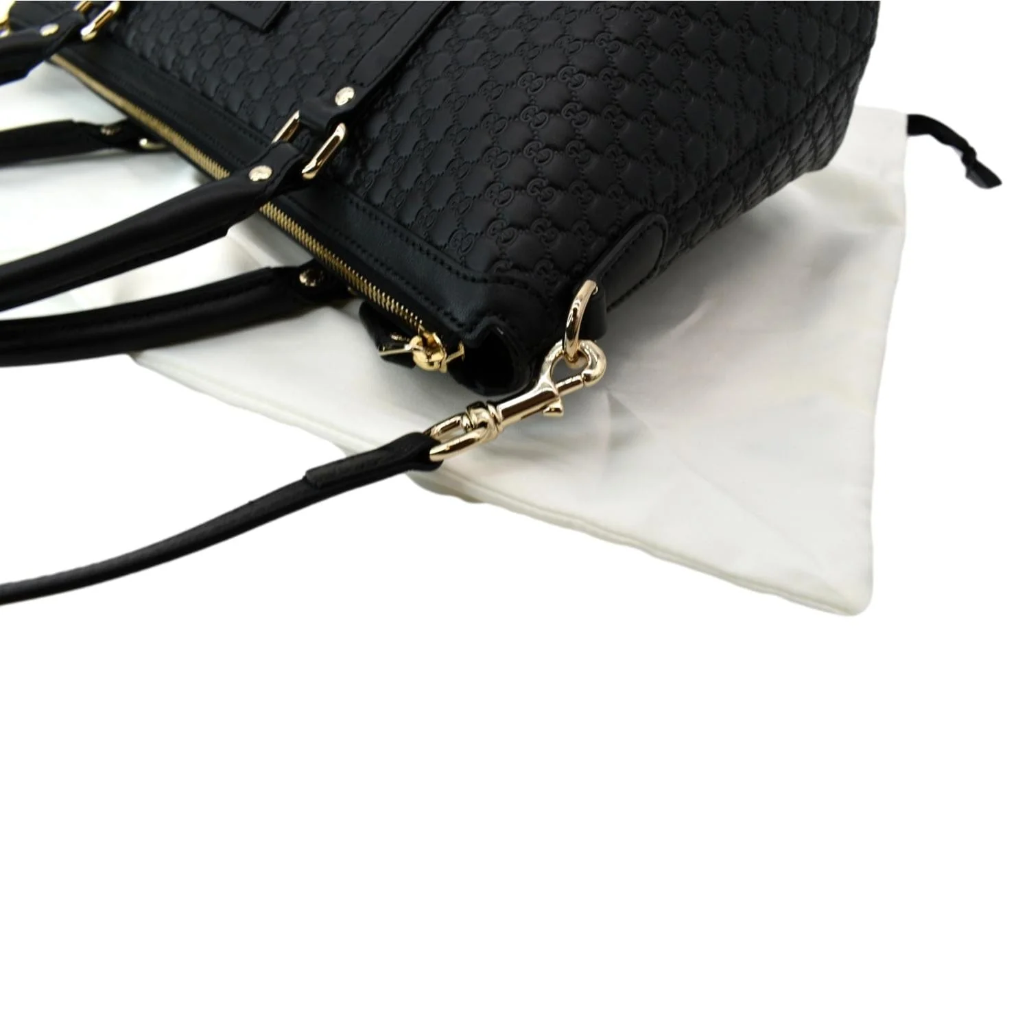 GUCCI Convertible GG Microguccissima Leather Satchel Bag Black 449656 - Image 5