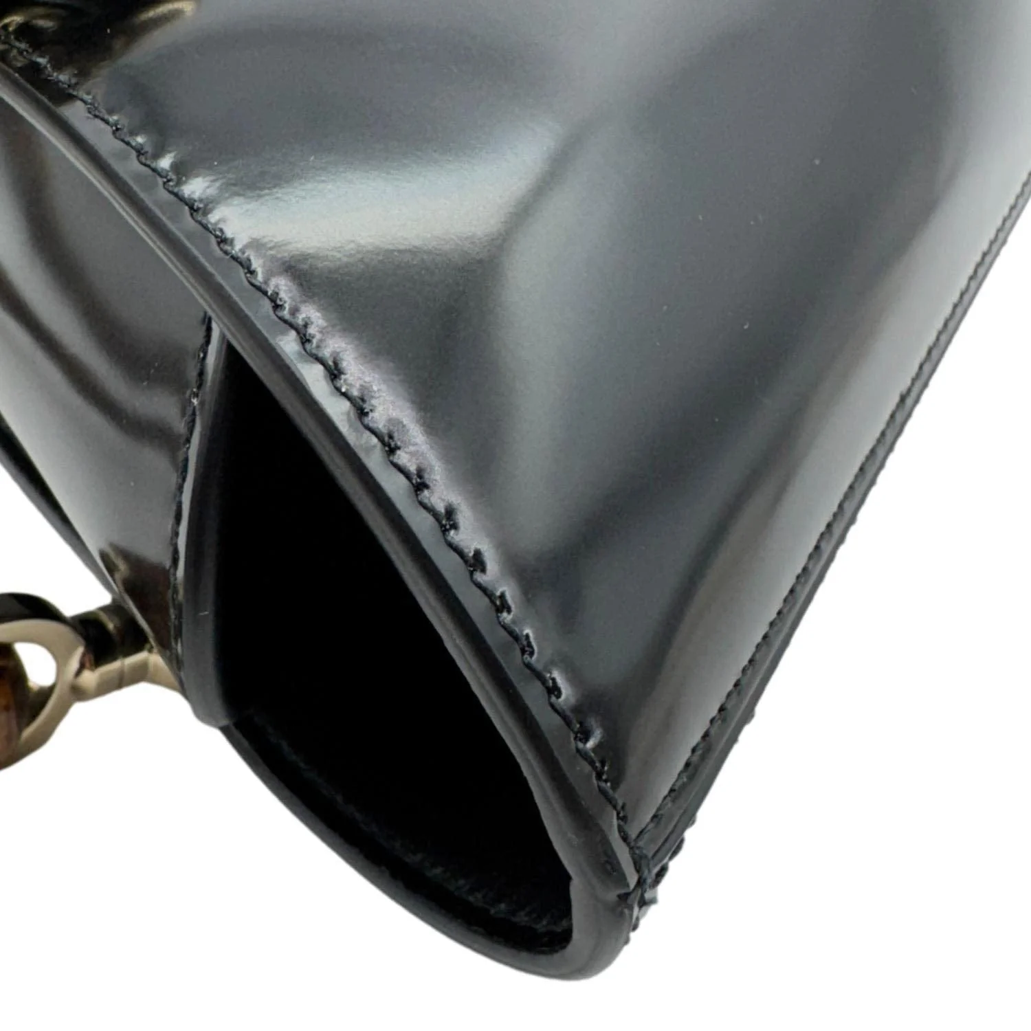 GUCCI Bamboo Top Handle Mini Leather Tote Bag Black 805832 - Image 12