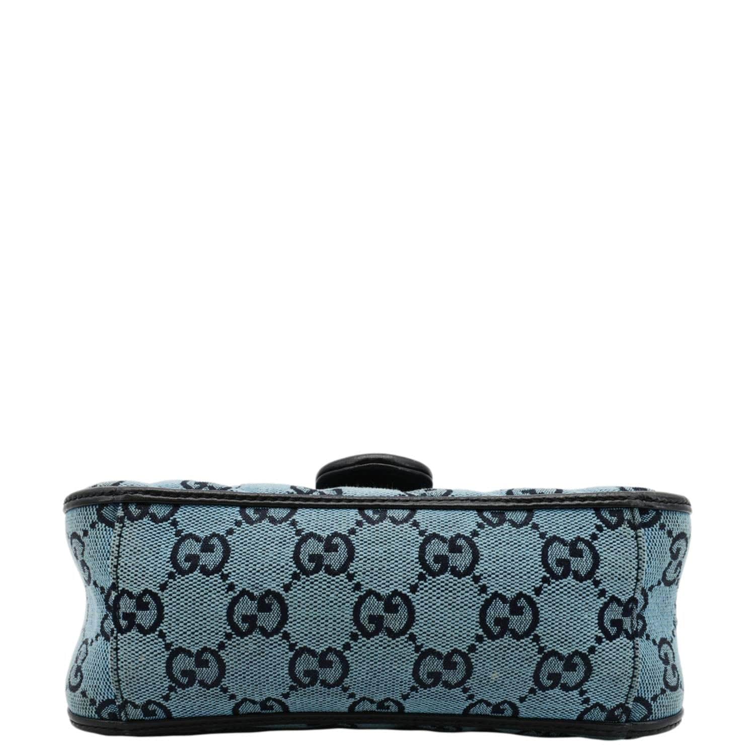GUCCI GG Marmont Mini Top Handle Canvas Crossbody Bag Blue 583571 - Image 10
