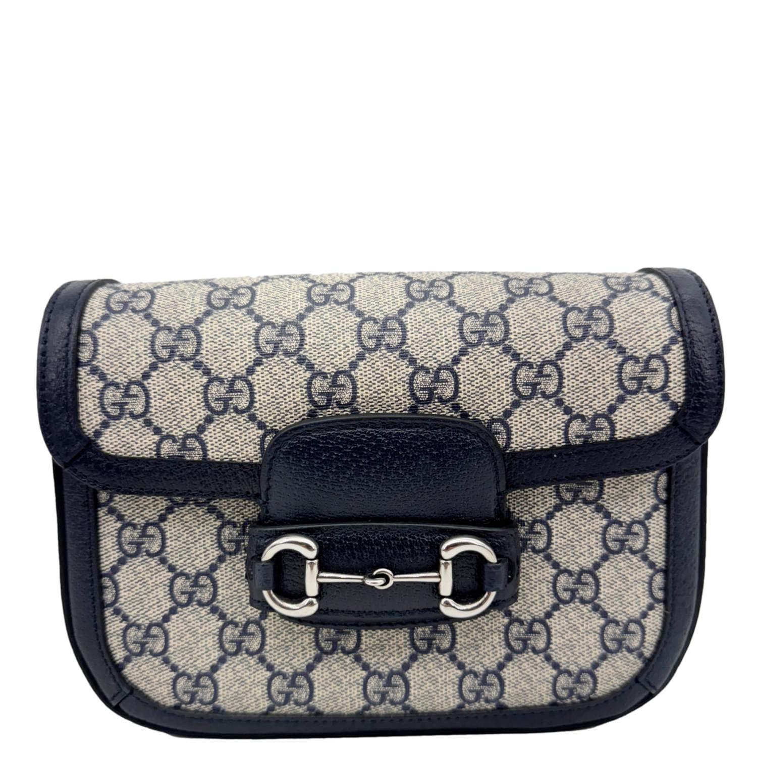GUCCI Horsebit 1955 Flap Mini Dollar GG Supreme Canvas Shoulder Bag Navy Blue 658574 - Image 5