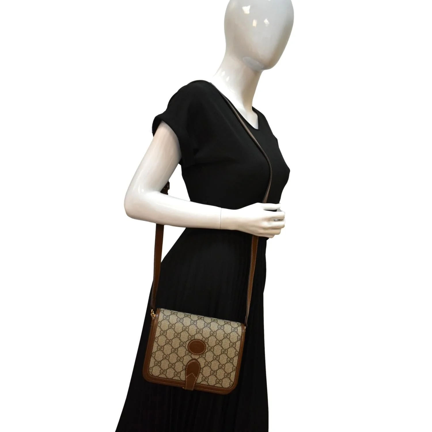 GUCCI Mini Interlocking GG ‎Supreme Canvas Crossbody Bag Beige 671620 - Image 2