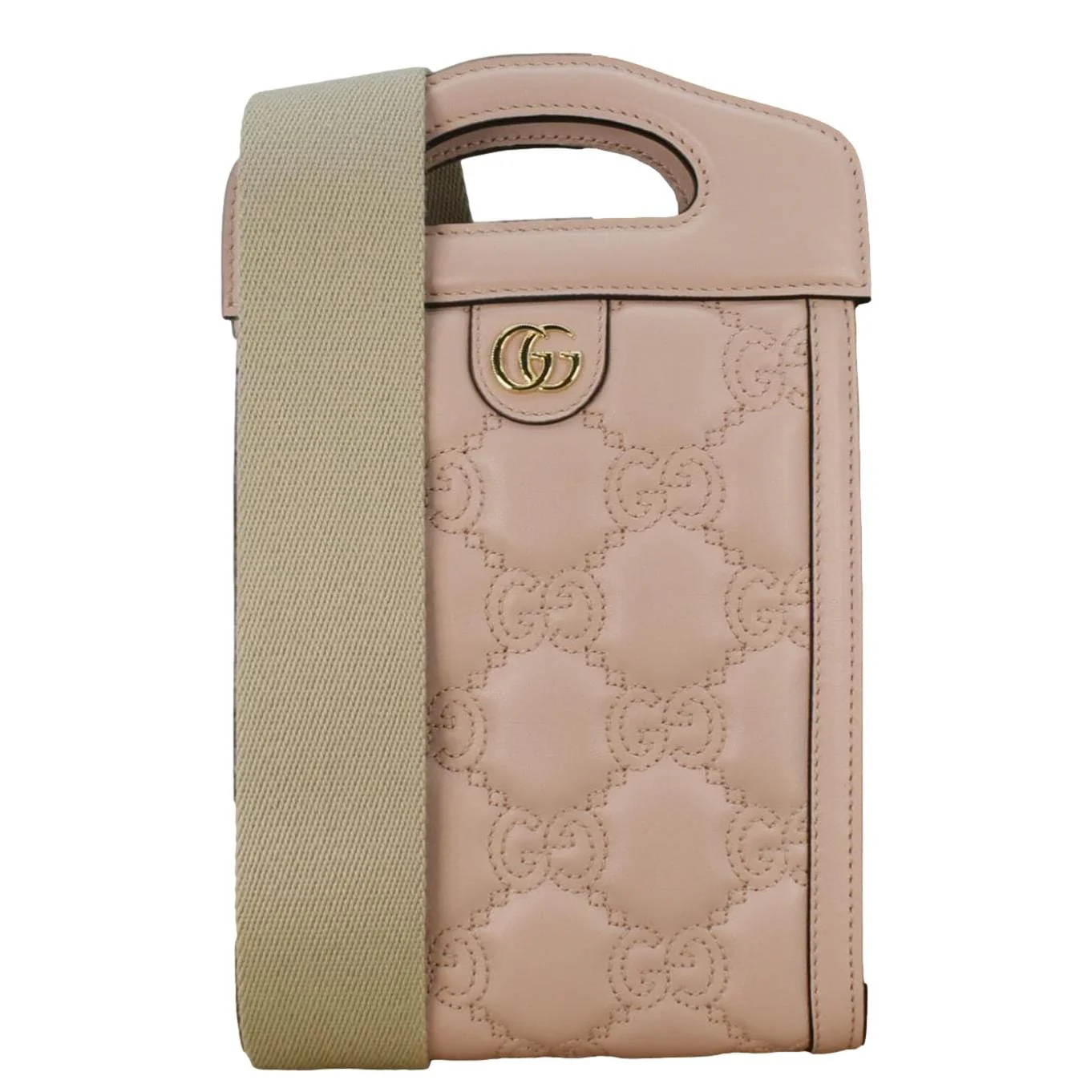 GUCCI GG Matelasse Mini Leather Top Handle Crossbody Bag Pink 723776