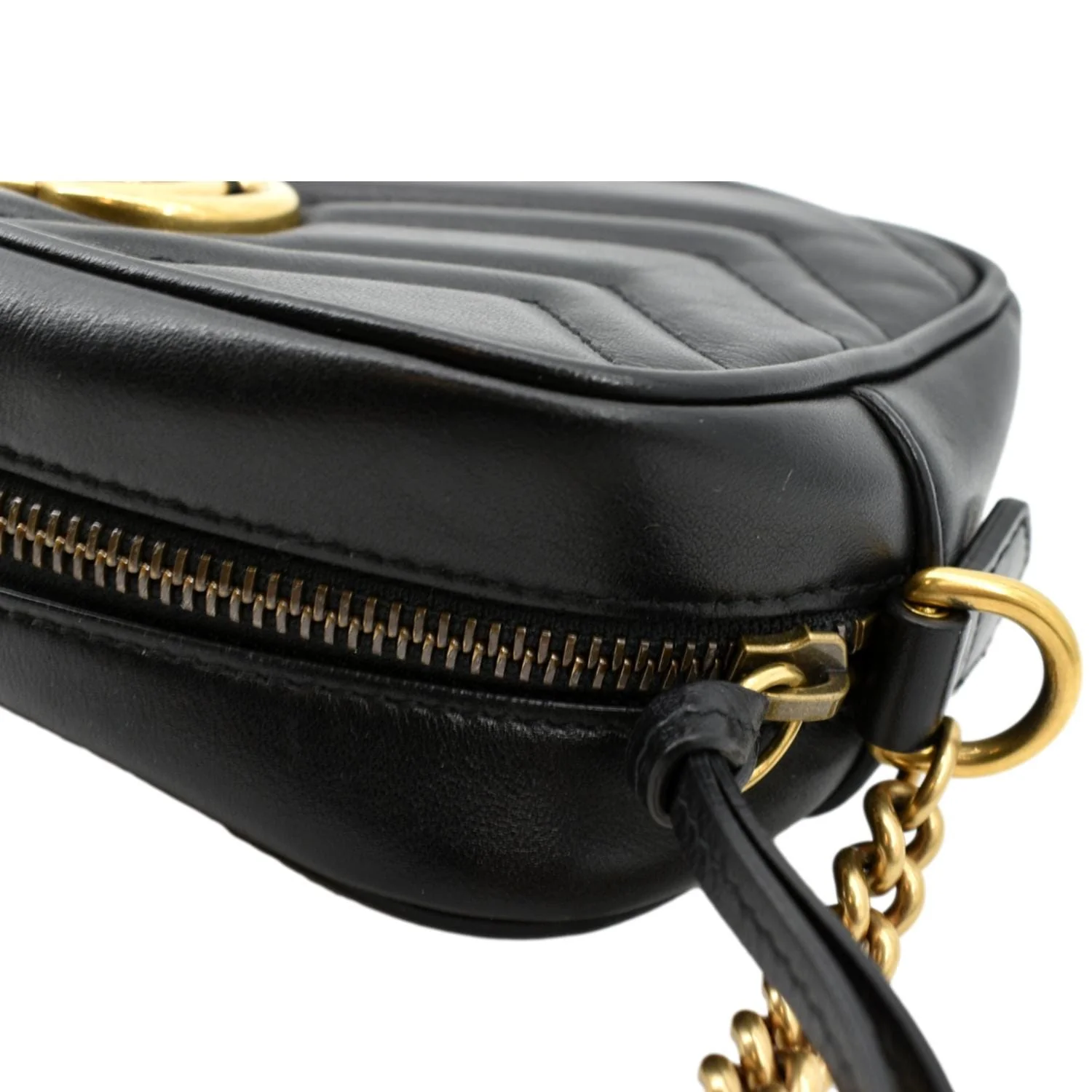 GUCCI GG Marmont Matelasse Mini Leather Crossbody Bag Black 448065 - Image 6