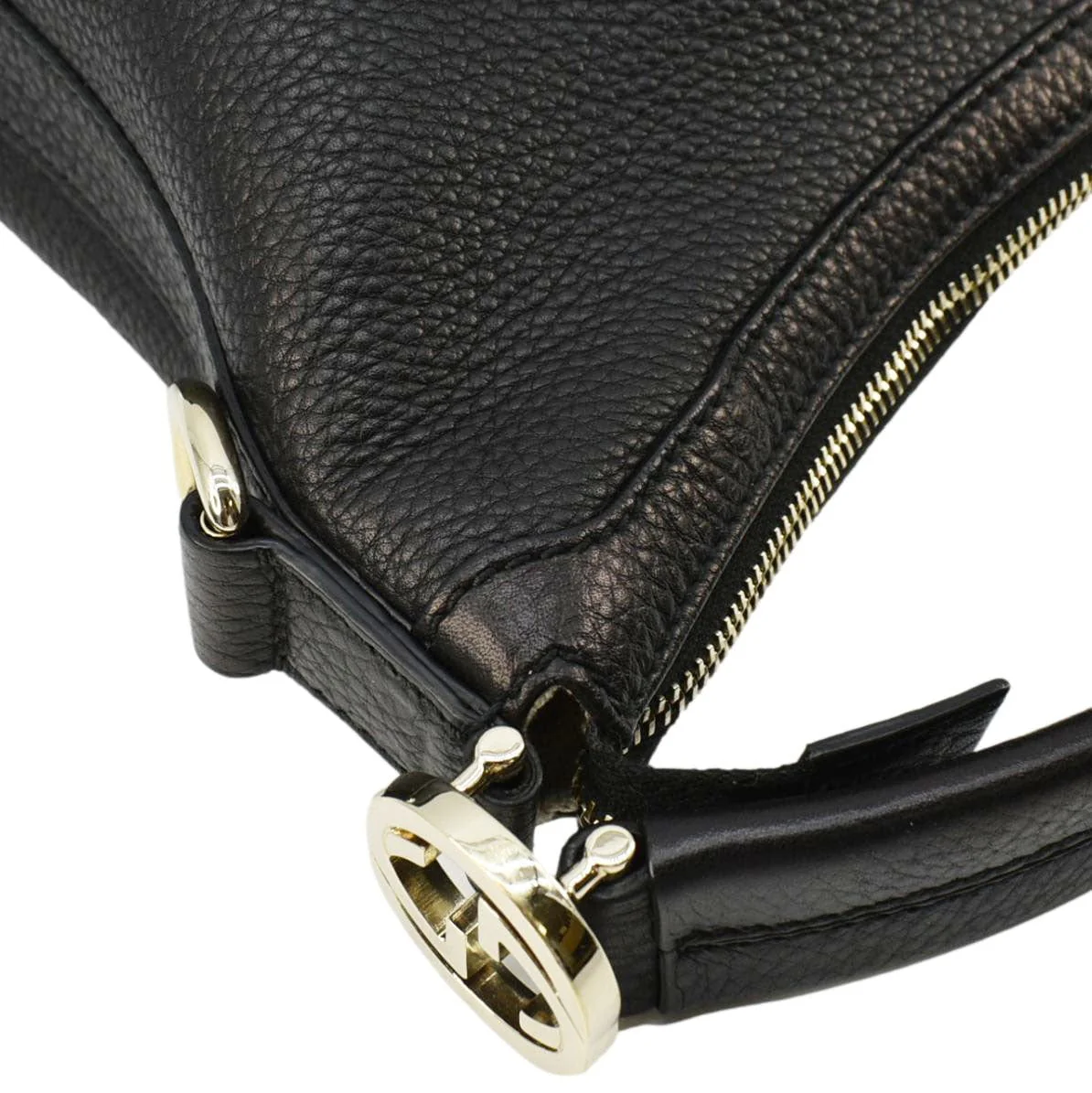 GUCCI Miss GG Original Pebbled Calfskin Leather Hobo Bag Black 326514 - Image 5