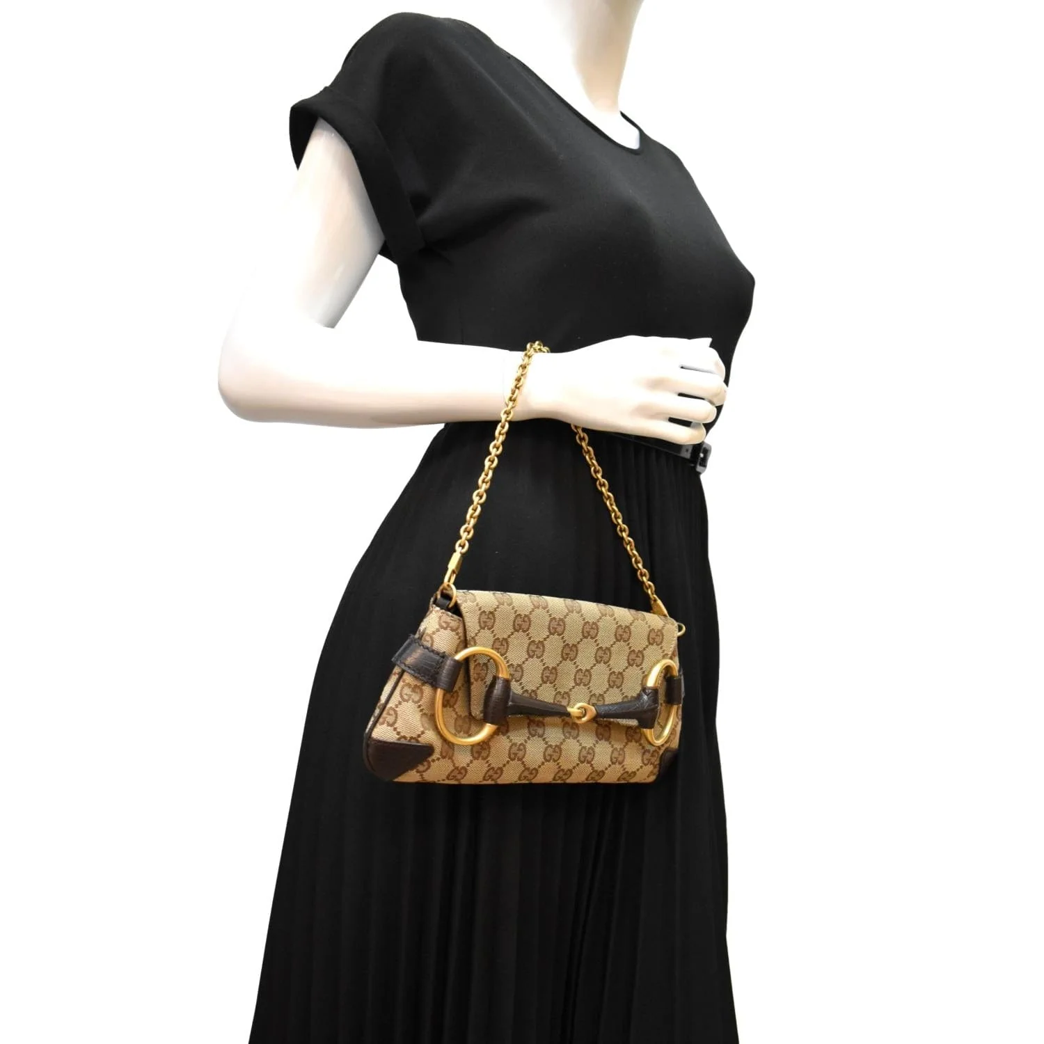 GUCCI Horsebit GG Canvas Clutch Bag Beige 114923 - Image 2
