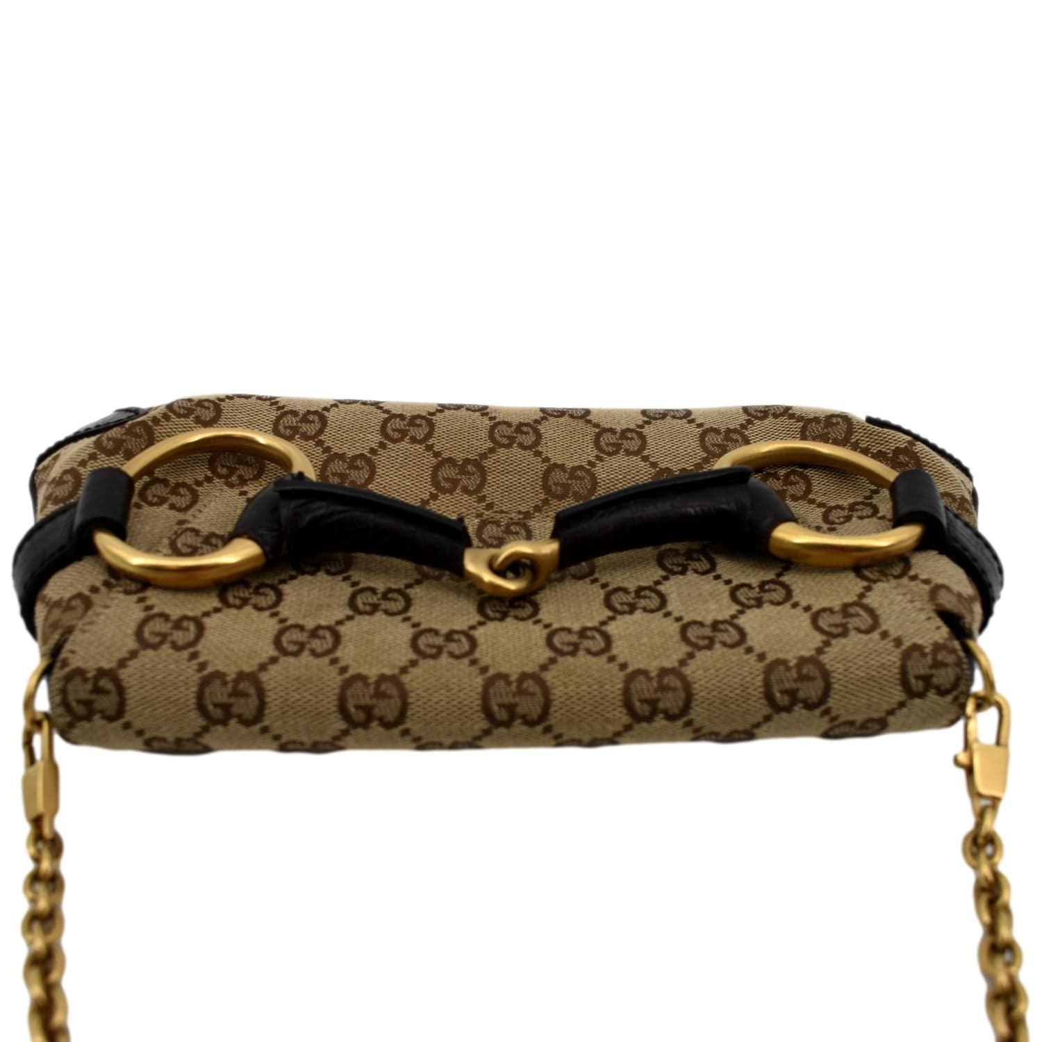 GUCCI Horsebit GG Canvas Clutch Bag Beige 114923 - Image 4