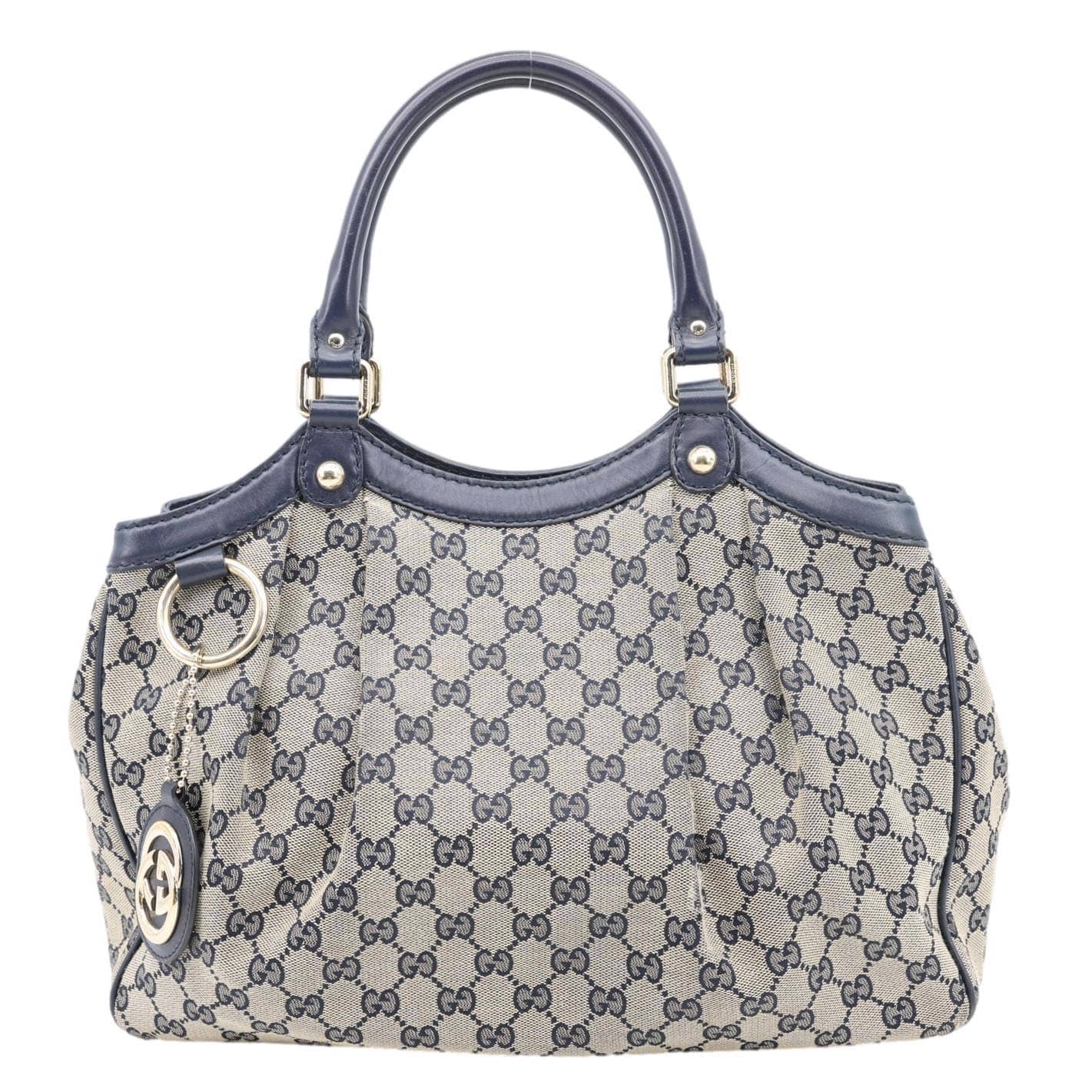 GUCCI Sukey Medium GG Canvas Tote Bag Navy Blue 211944