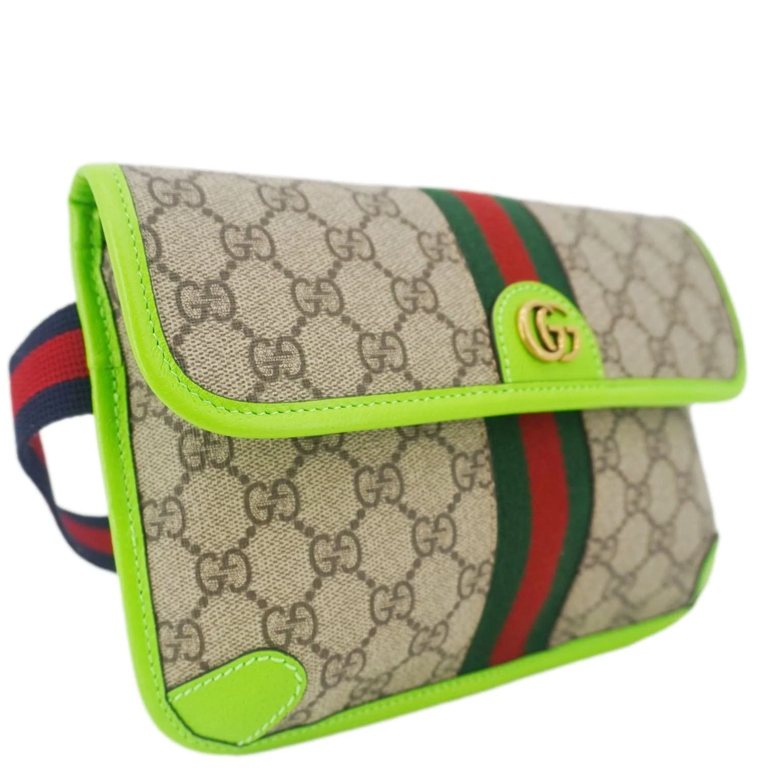 GUCCI Ophidia GG Supreme Canvas Web Belt Bag Neon Green 752597 - Image 12
