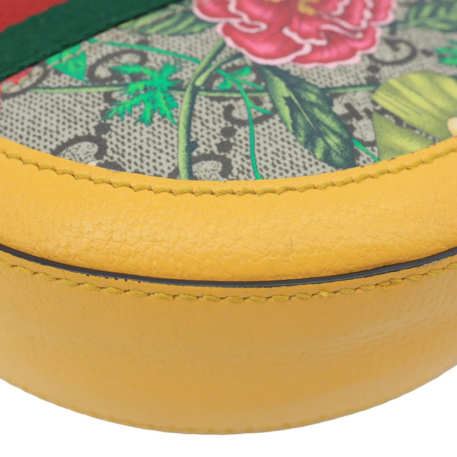 GUCCI Ophidia Mini Flora GG Round Supreme Monogram Web Crossbody Bag Yellow 550618 - Image 8