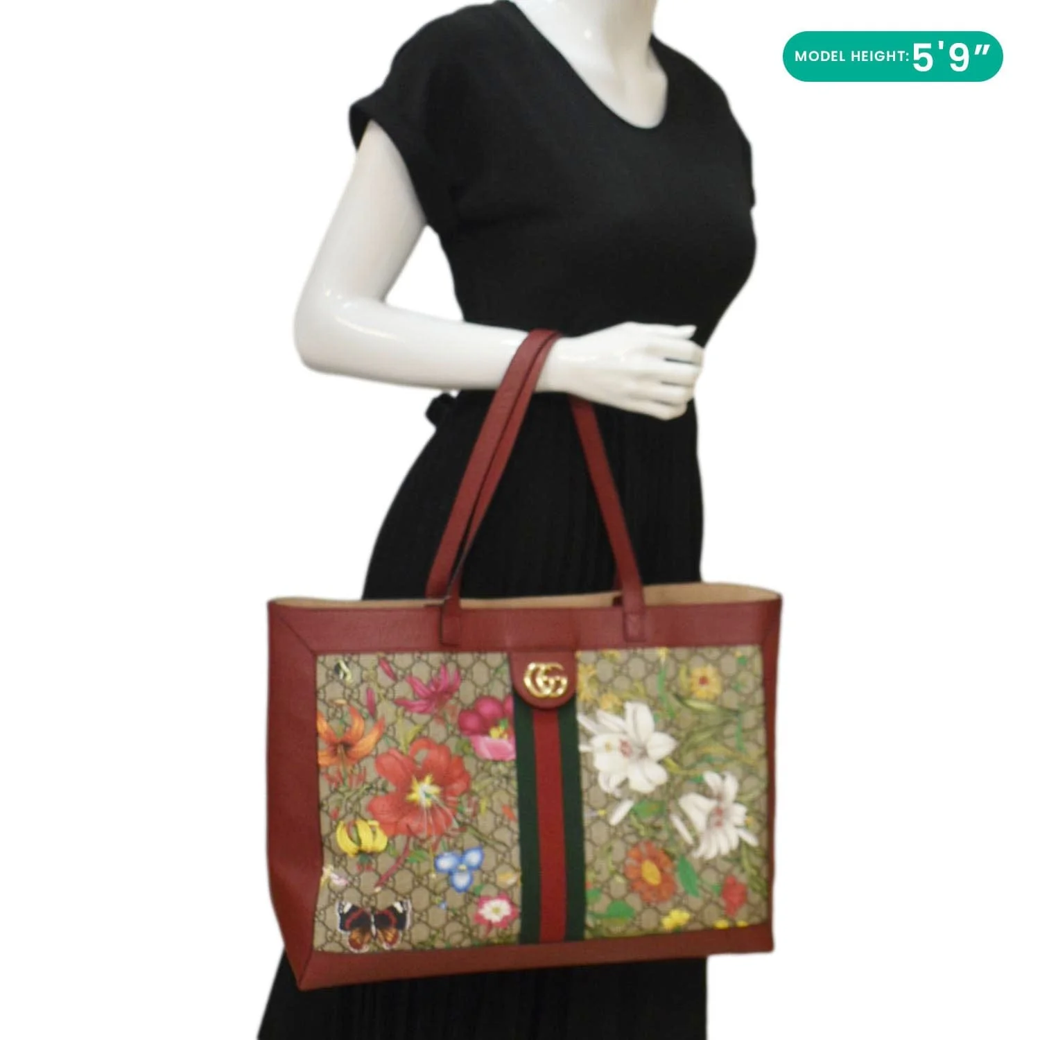GUCCI Ophidia Medium Floral GG Supreme Tote Shoulder Bag Beige 547947 - Image 2