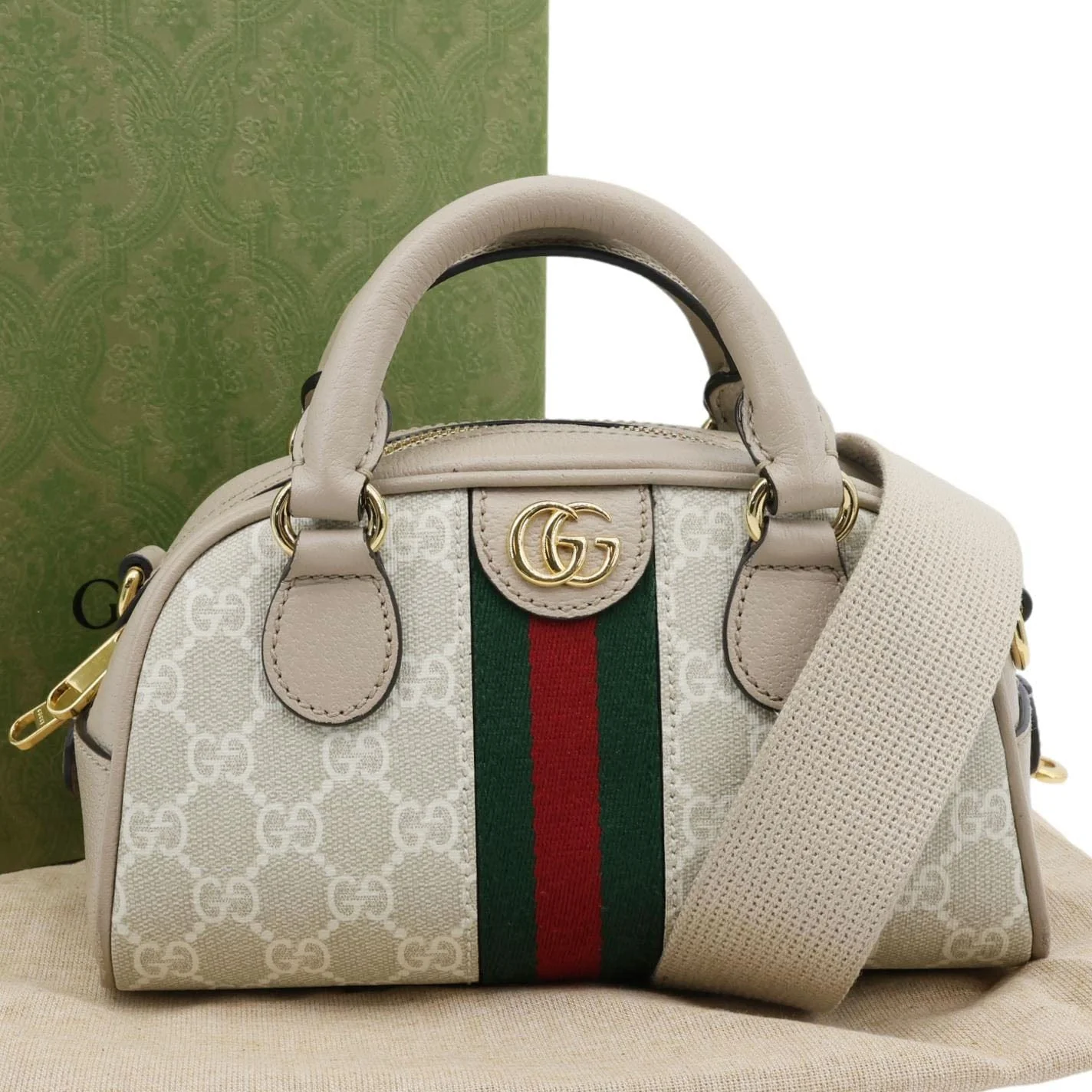 GUCCI Ophidia GG Supreme Canvas Top Handle Crossbody Bag Off White 724606 - Image 3