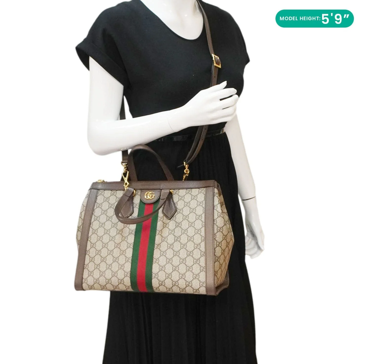 GUCCI Ophidia Medium GG Supreme Tote Shoulder Bag Beige 524537 - Image 2
