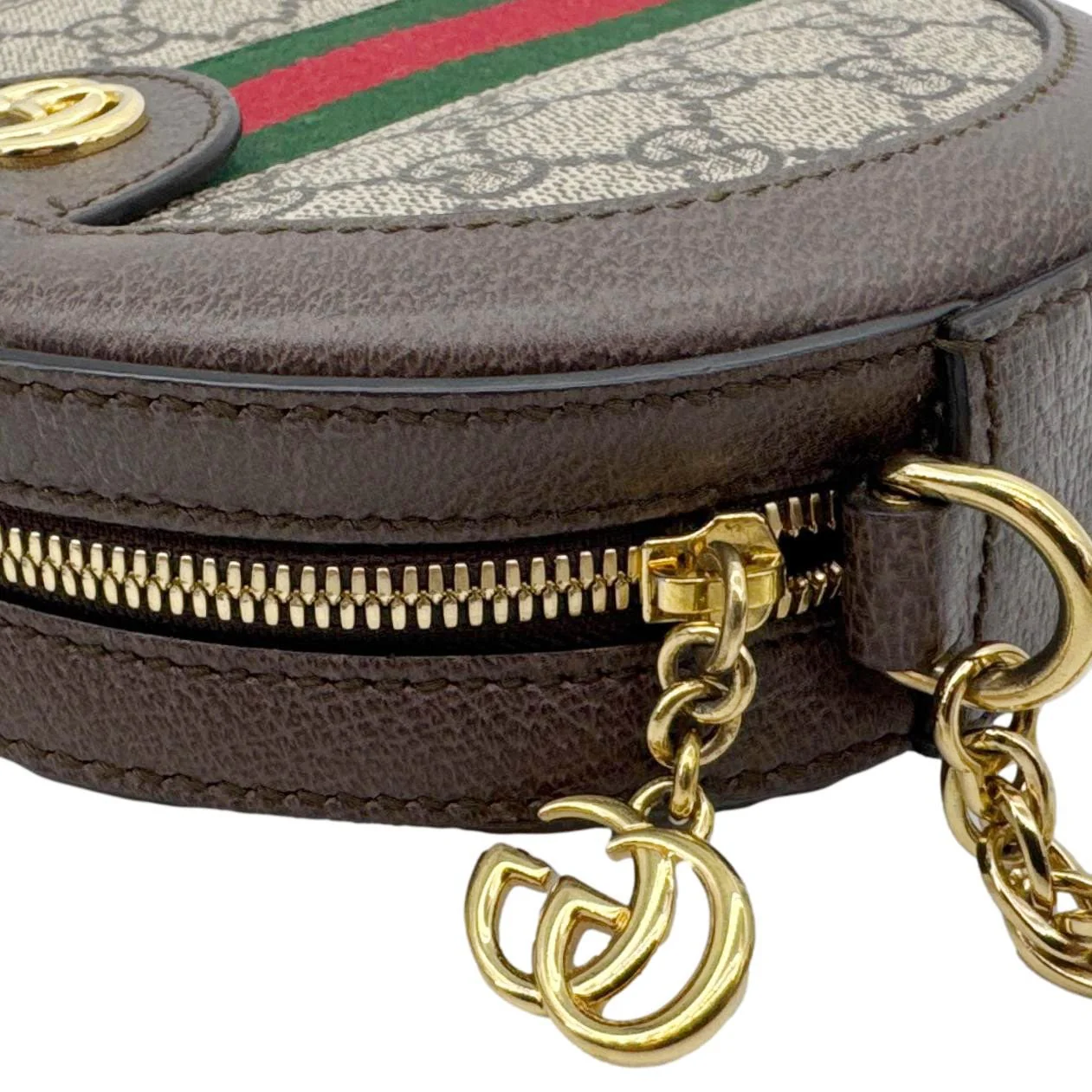GUCCI Ophidia Mini GG Round Supreme Monogram Web Crossbody Bag Beige 550618 - Image 6