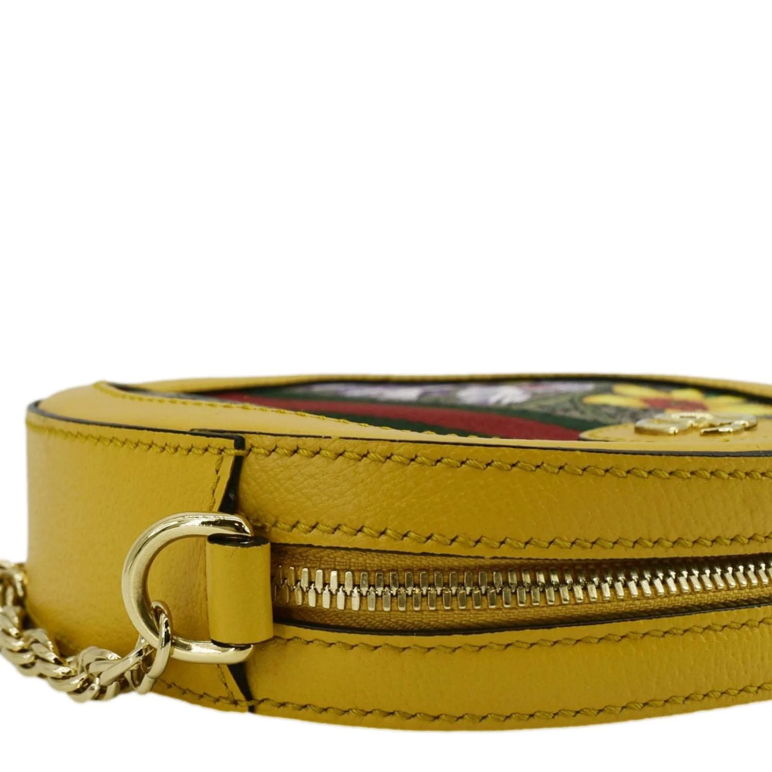 GUCCI Ophidia Mini Flora GG Round Supreme Monogram Web Crossbody Bag Yellow 550618 - Image 10