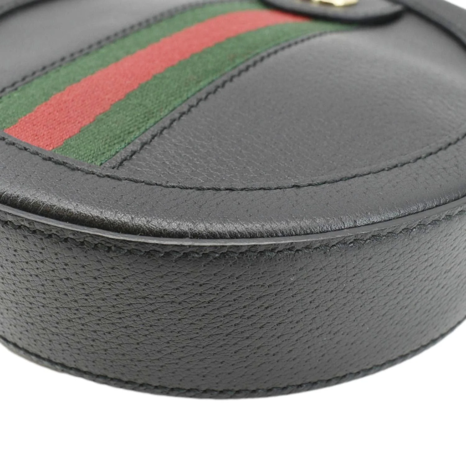GUCCI Ophidia Mini GG Round Web Leather Crossbody Bag Black 550618 - Image 7